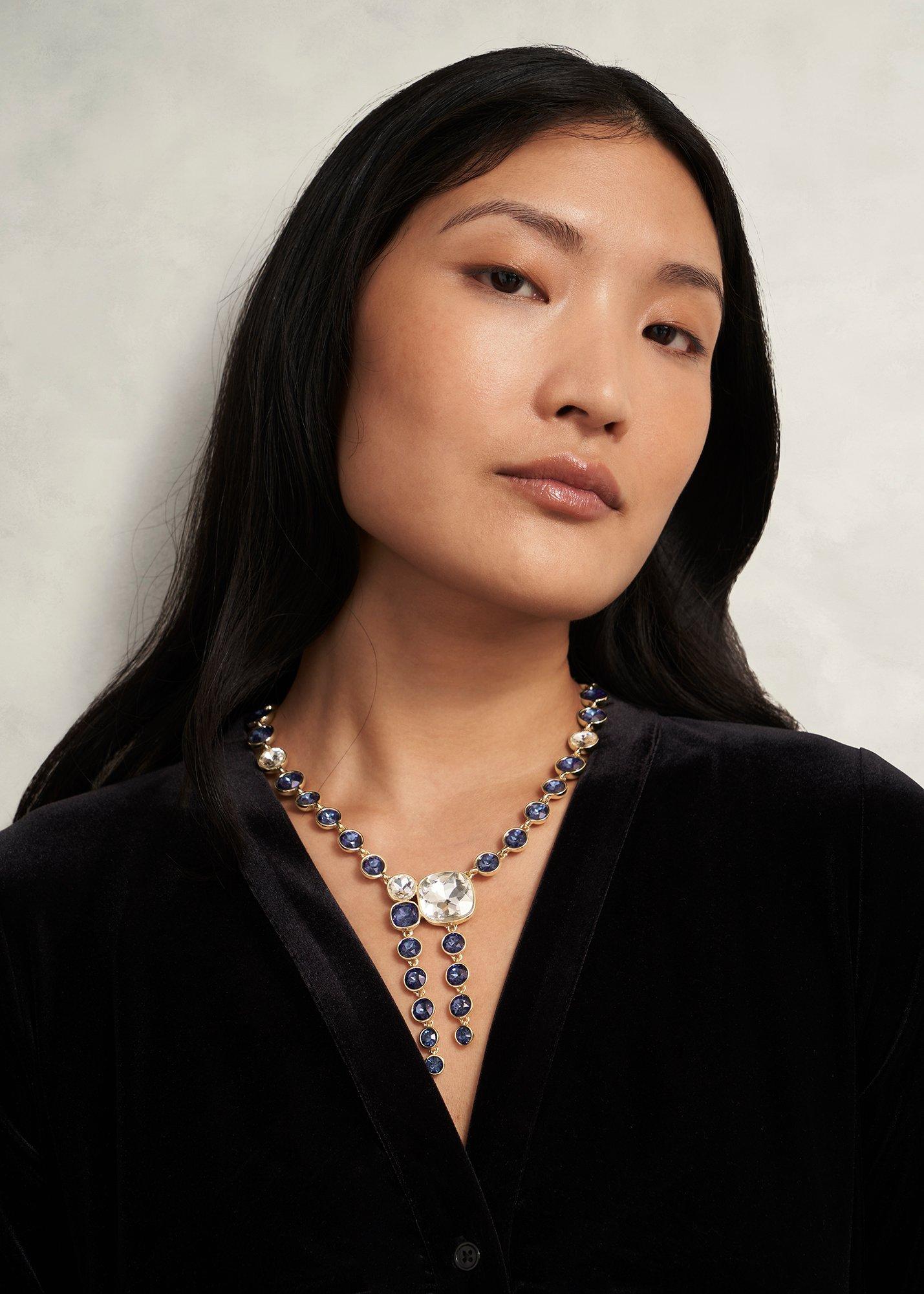 Amica Necklace, Navy Gold, hi-res