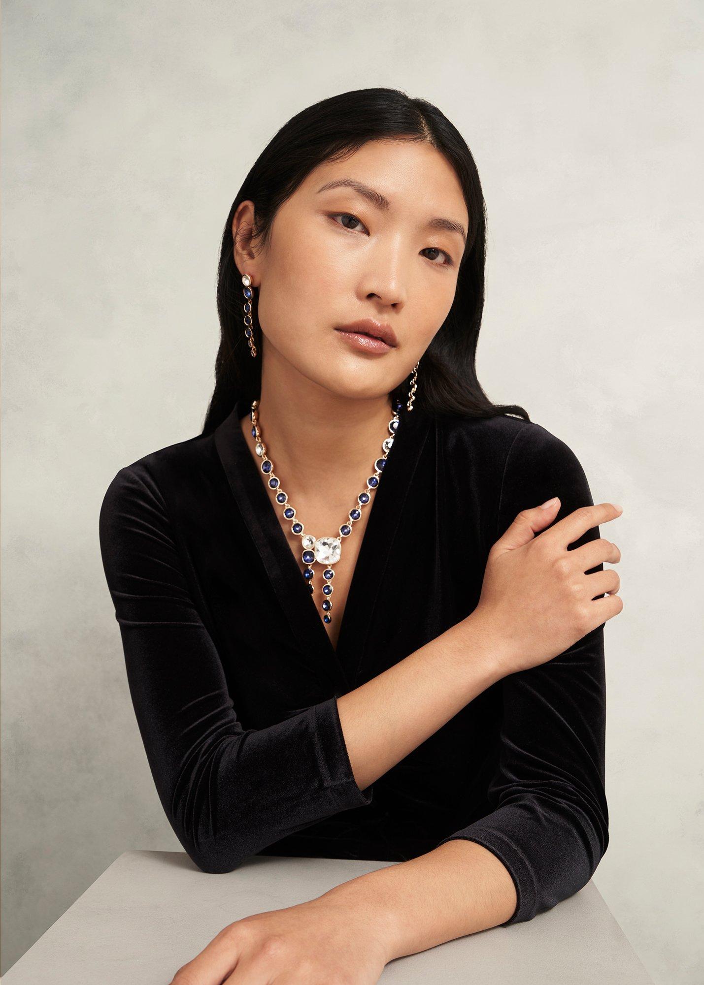 Amica Necklace, Navy Gold, hi-res