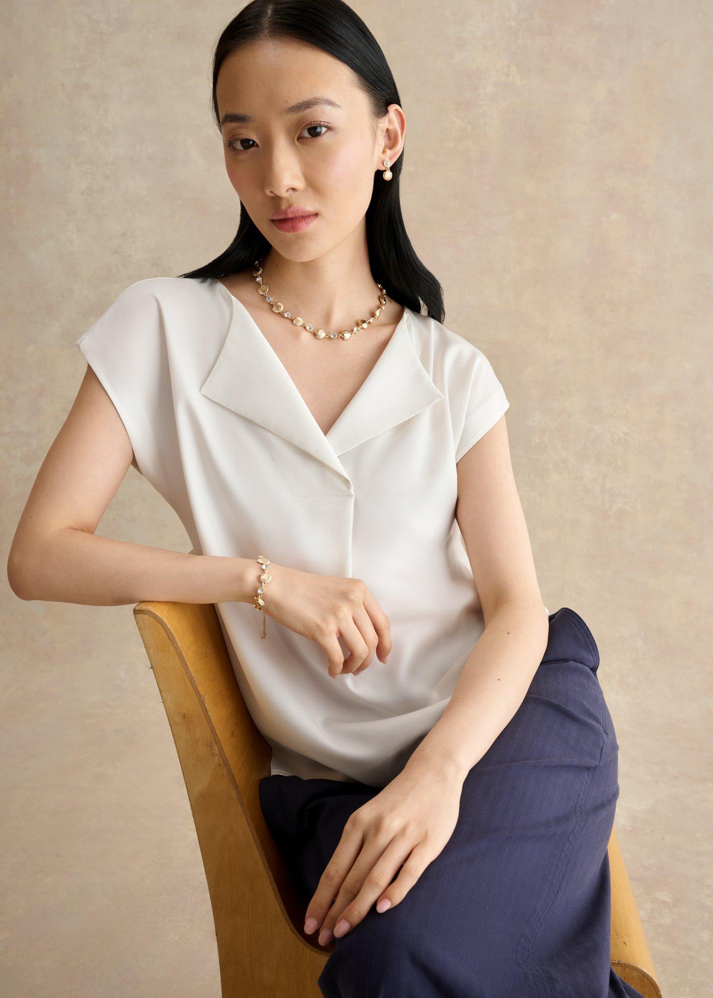 Brenna Shell Necklace, Gold, hi-res