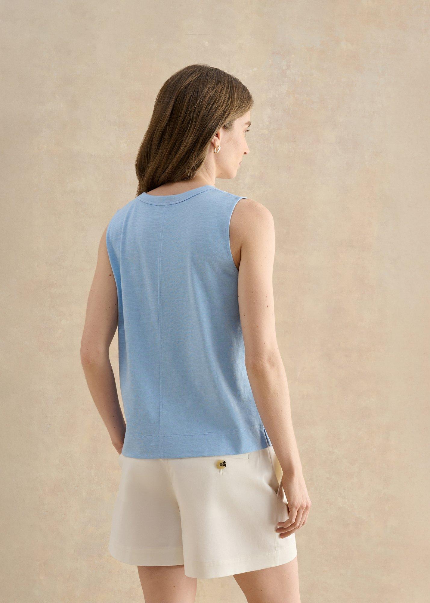 Lilla Cotton Slub Vest Top, Maya Blue, hi-res
