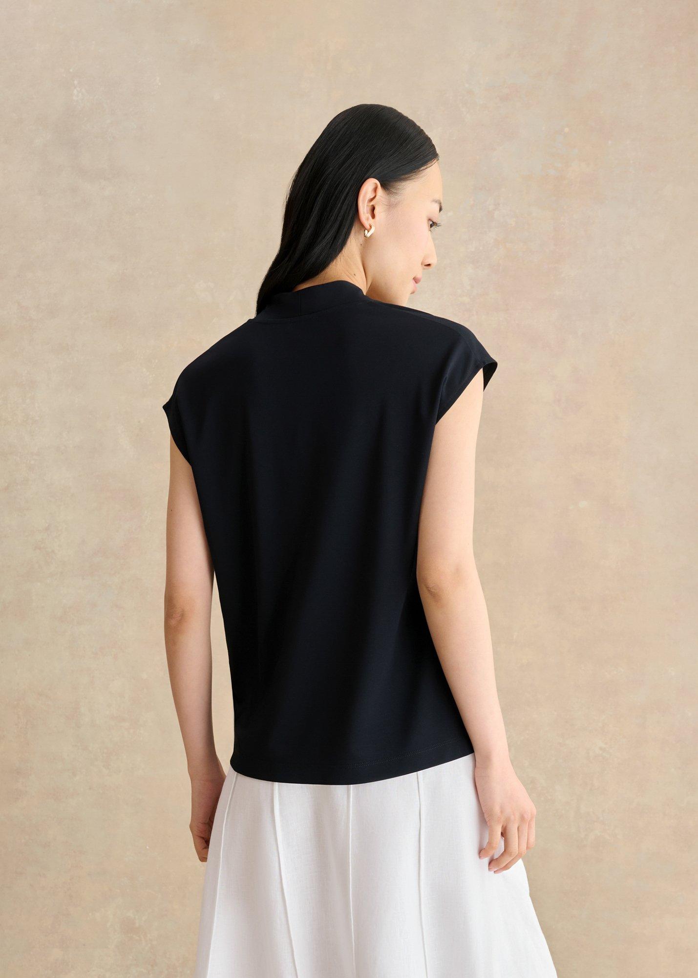 Katie V Neck Short Sleeve Top, Hobbs Navy, hi-res