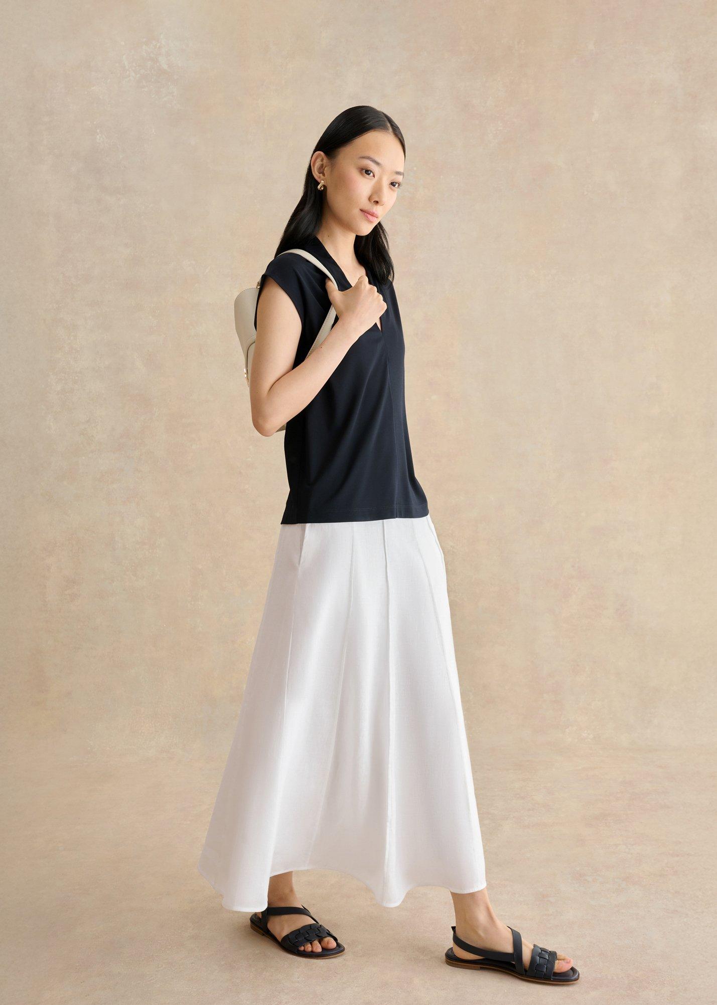 Katie V Neck Short Sleeve Top, Hobbs Navy, hi-res