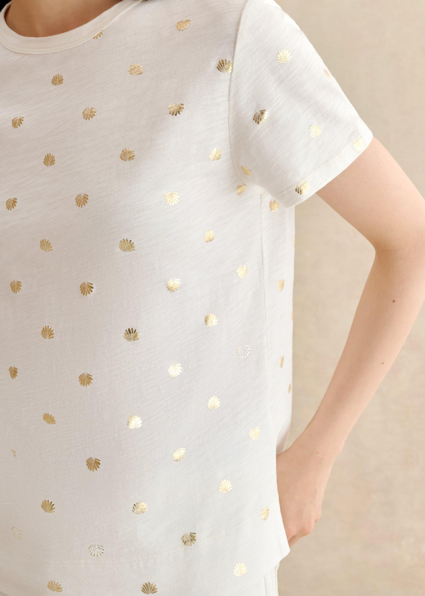 Adaline Cotton Slub Printed T-Shirt, Ivory Gold, hi-res