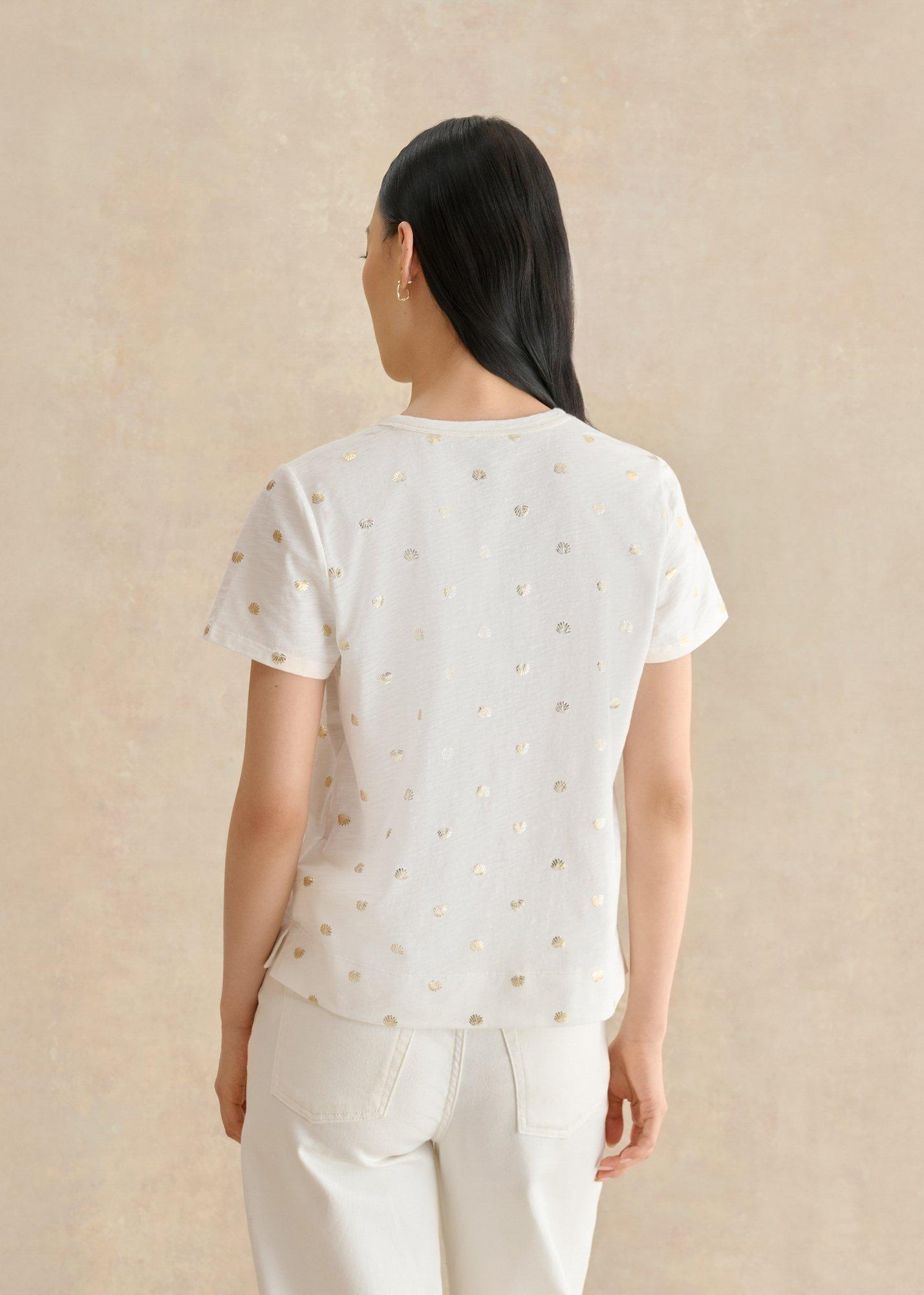 Adaline Cotton Slub Printed T-Shirt, Ivory Gold, hi-res