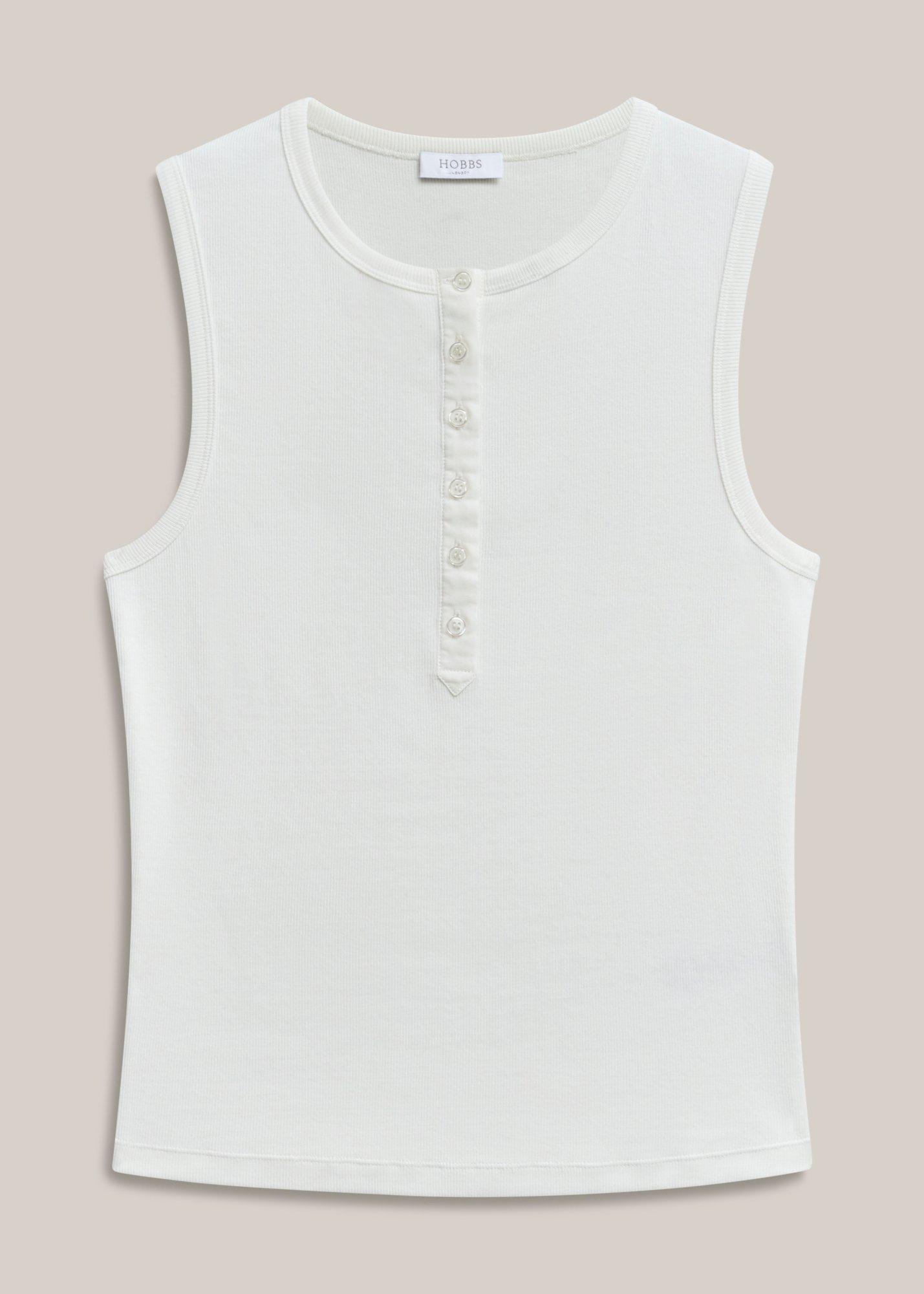 Gaia Ribbed Buttoned Vest Top
