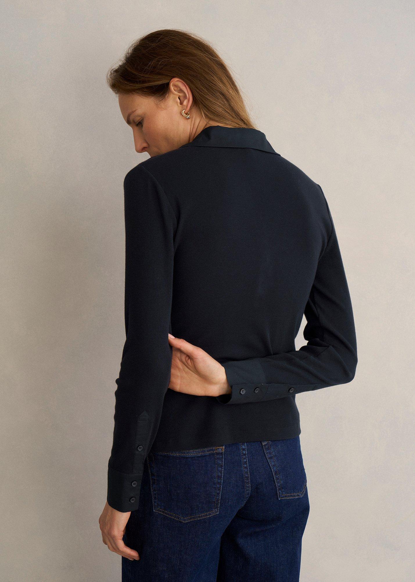 Lennox Ribbed Shirt, Hobbs Navy, hi-res