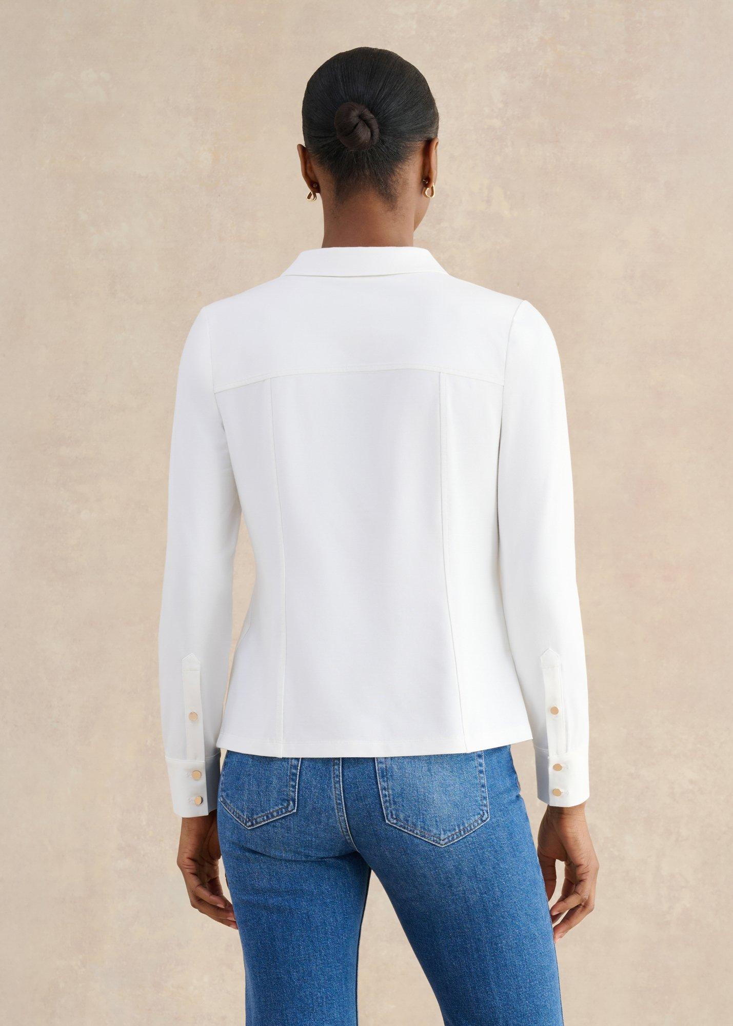 Rosana Seamed Shirt, Ivory, hi-res