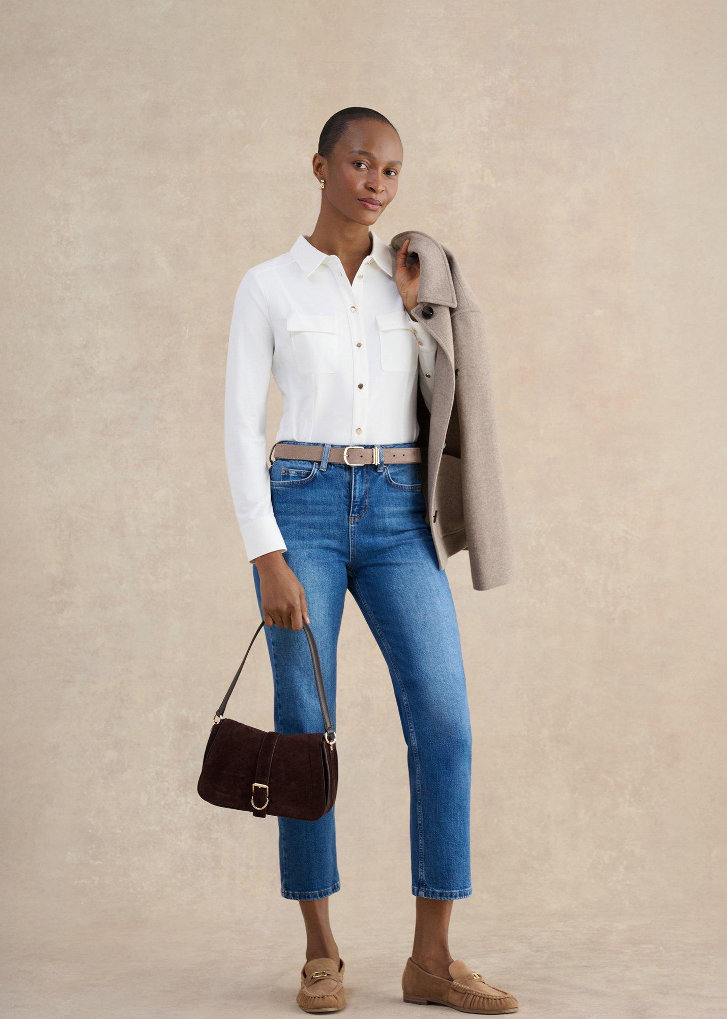 Rosana Seamed Shirt, Ivory, hi-res