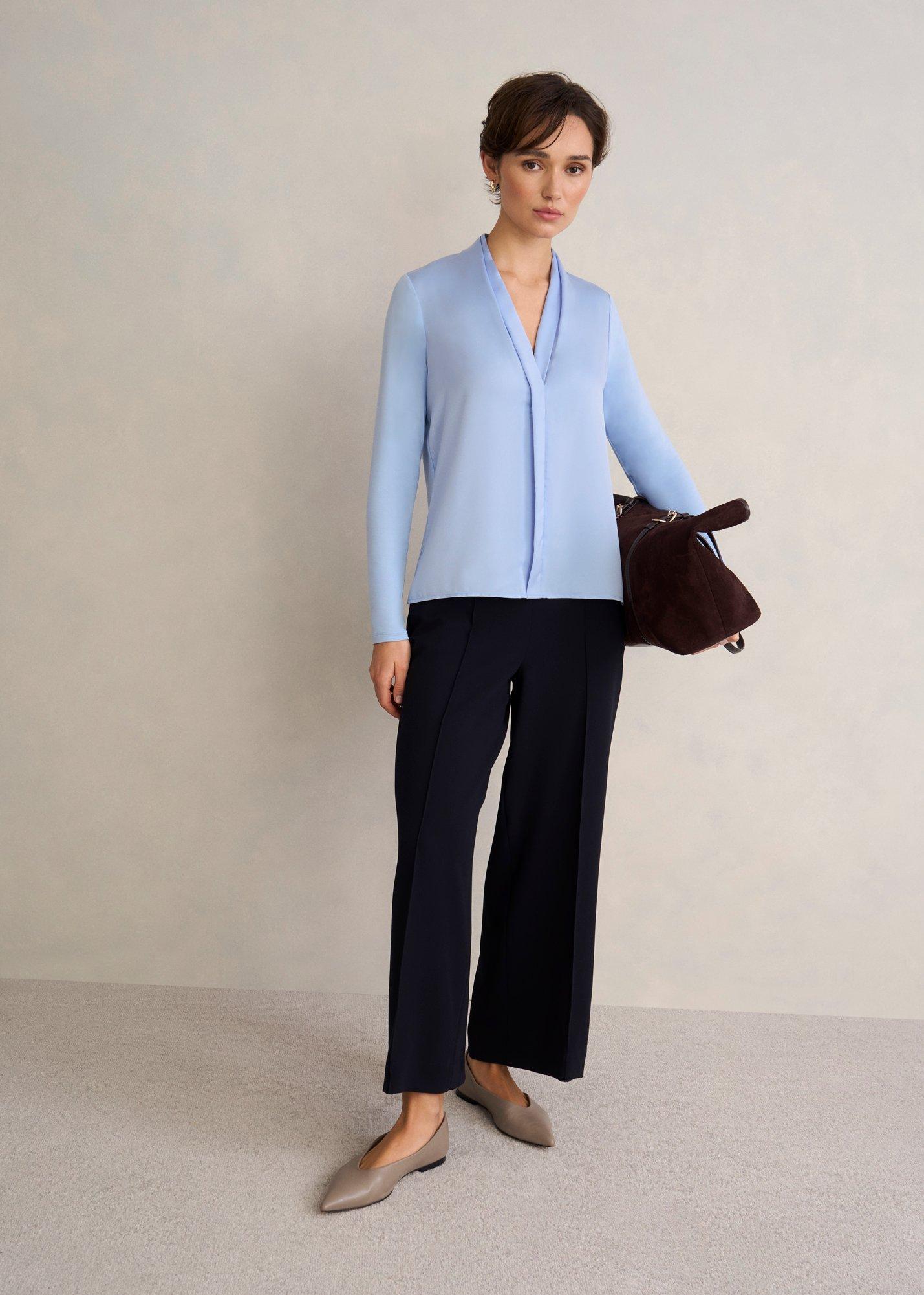 Claire V neck Top, Lavender Blue, hi-res