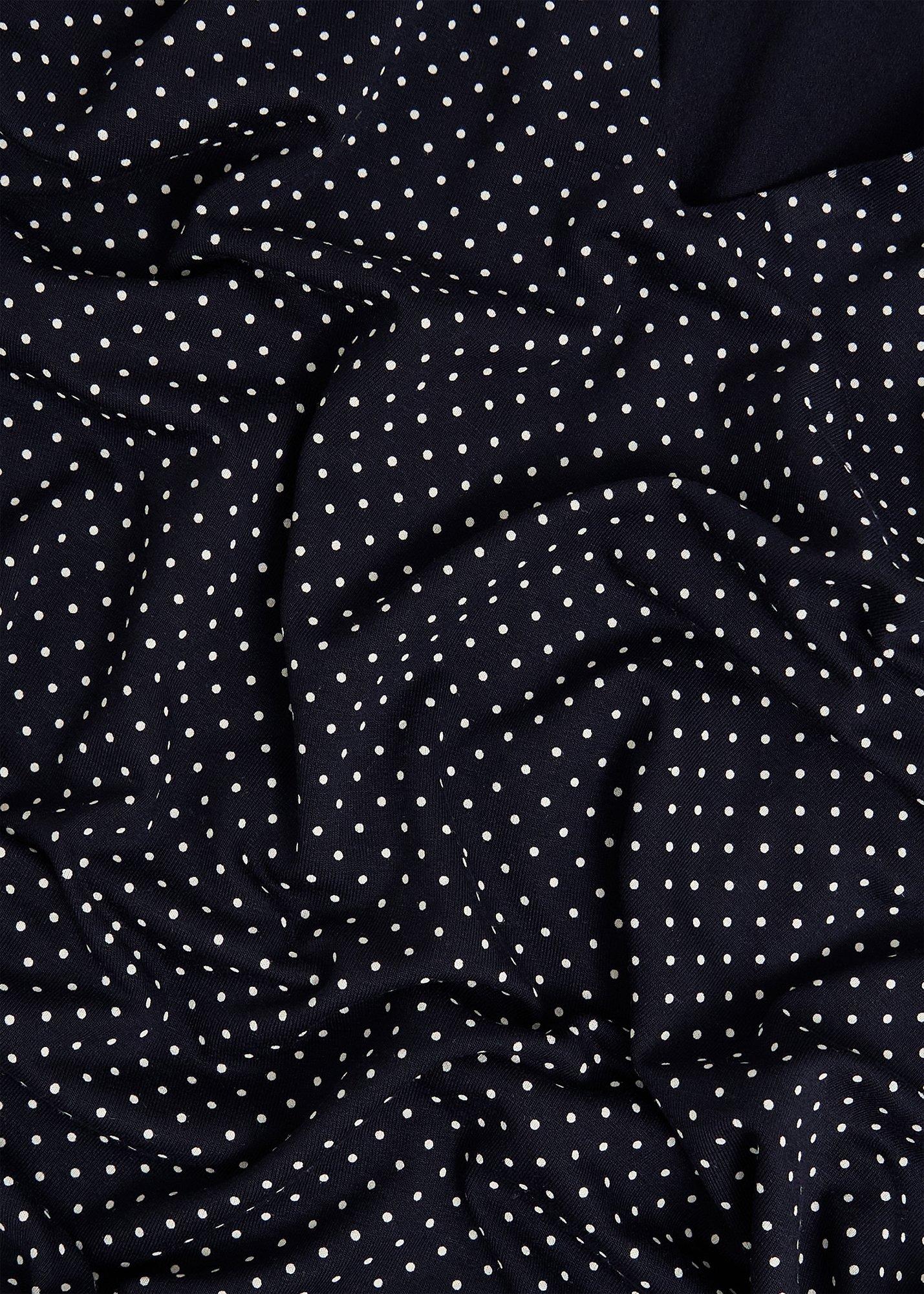 Hannah Printed Polka Dot V Neck Top, Navy Ivory, hi-res
