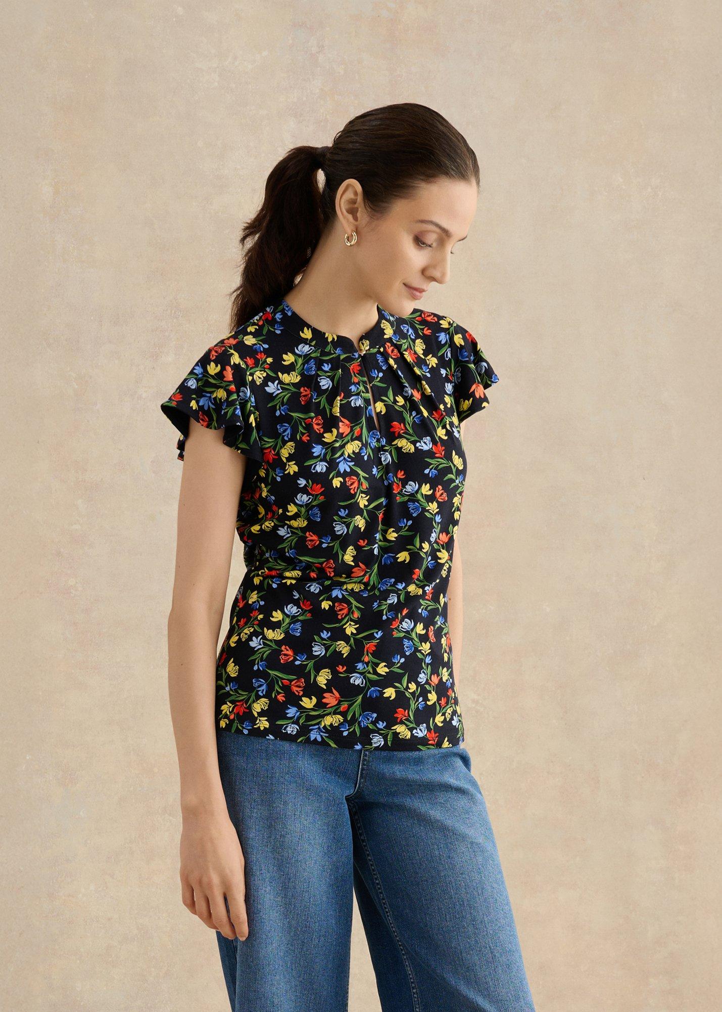 Lila Ruffle Sleeve Printed Top