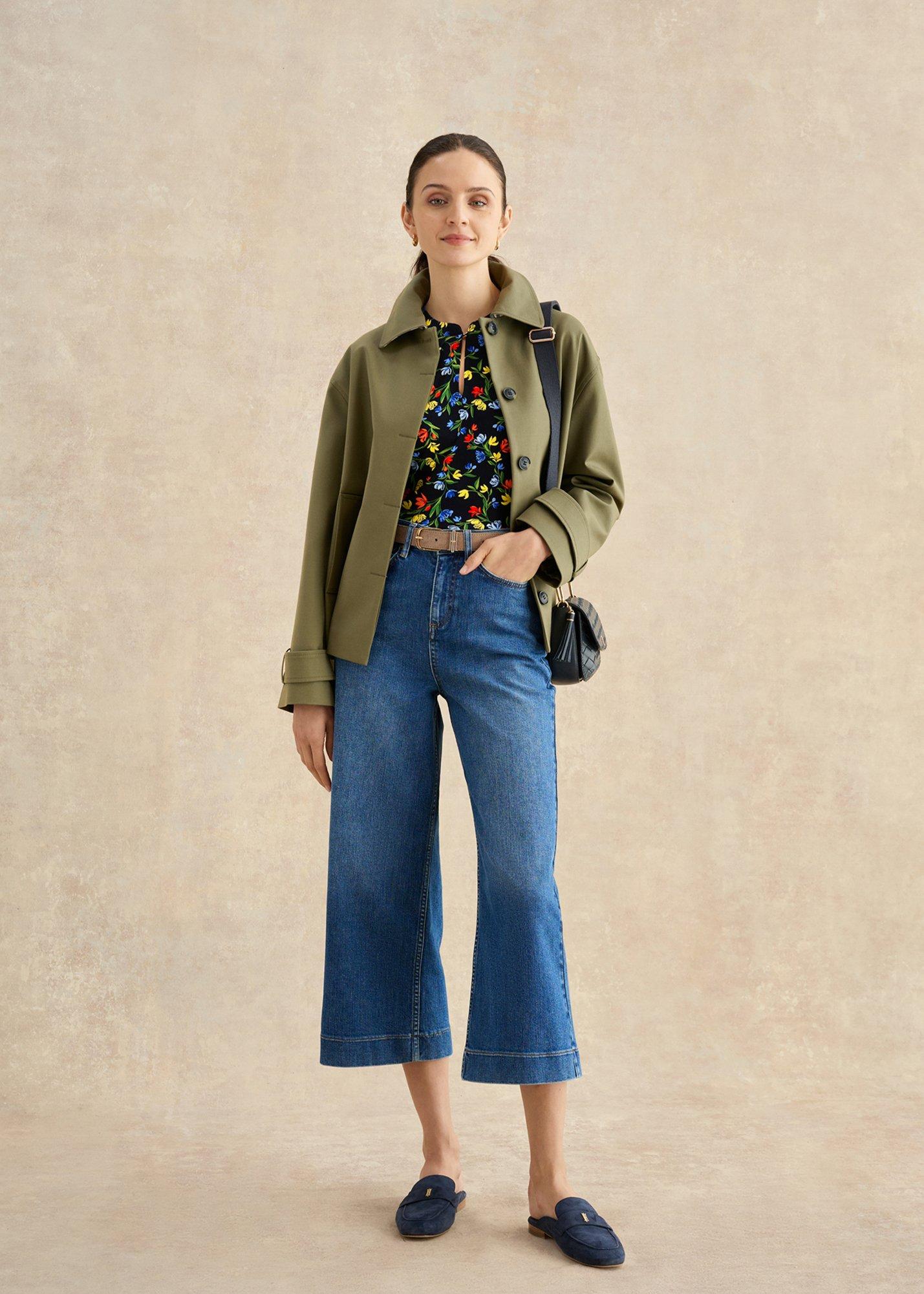 Lila Ruffle Sleeve Printed Top, Navy Multi, hi-res