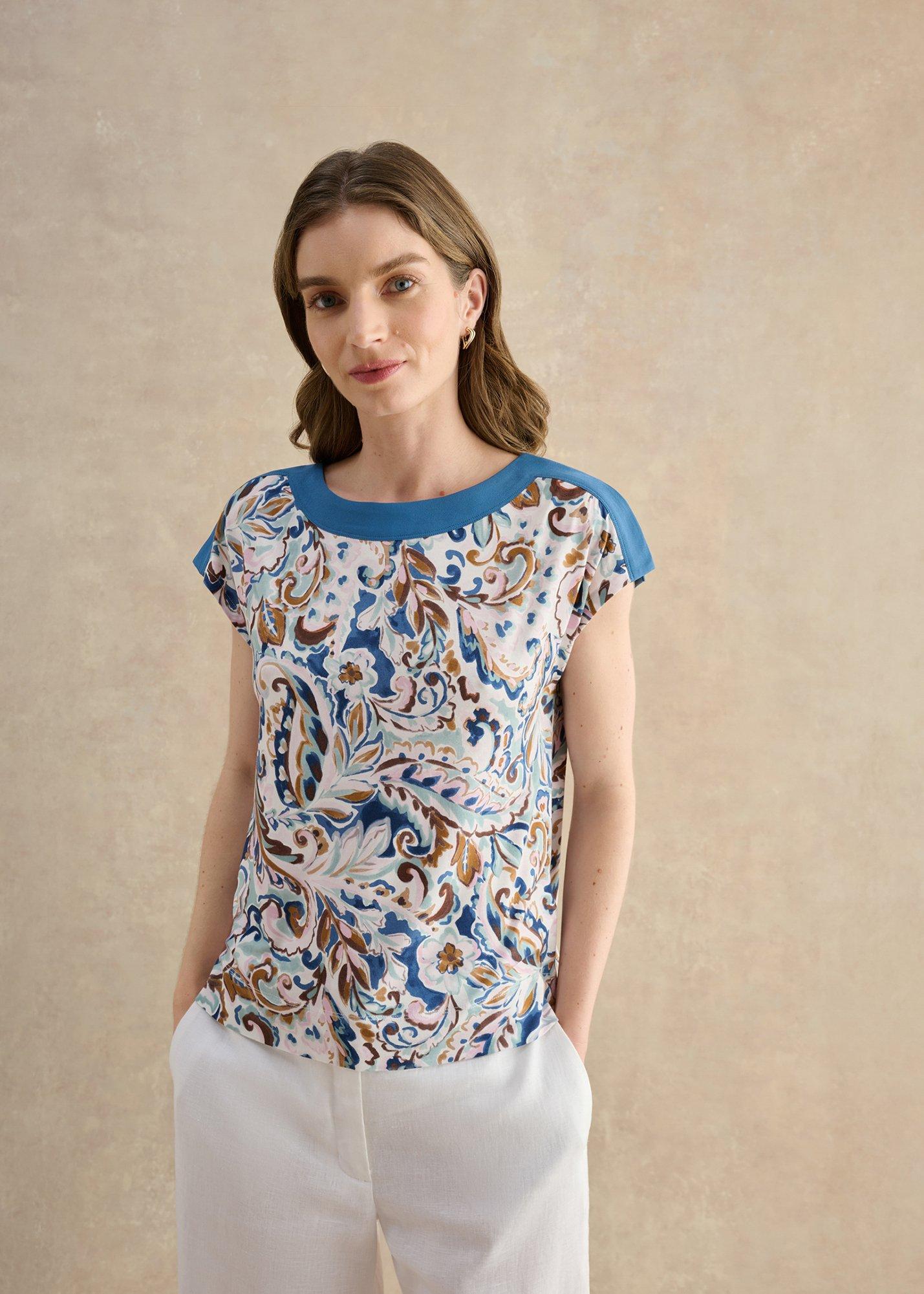 Viviana Printed Top, Blue Multi, hi-res
