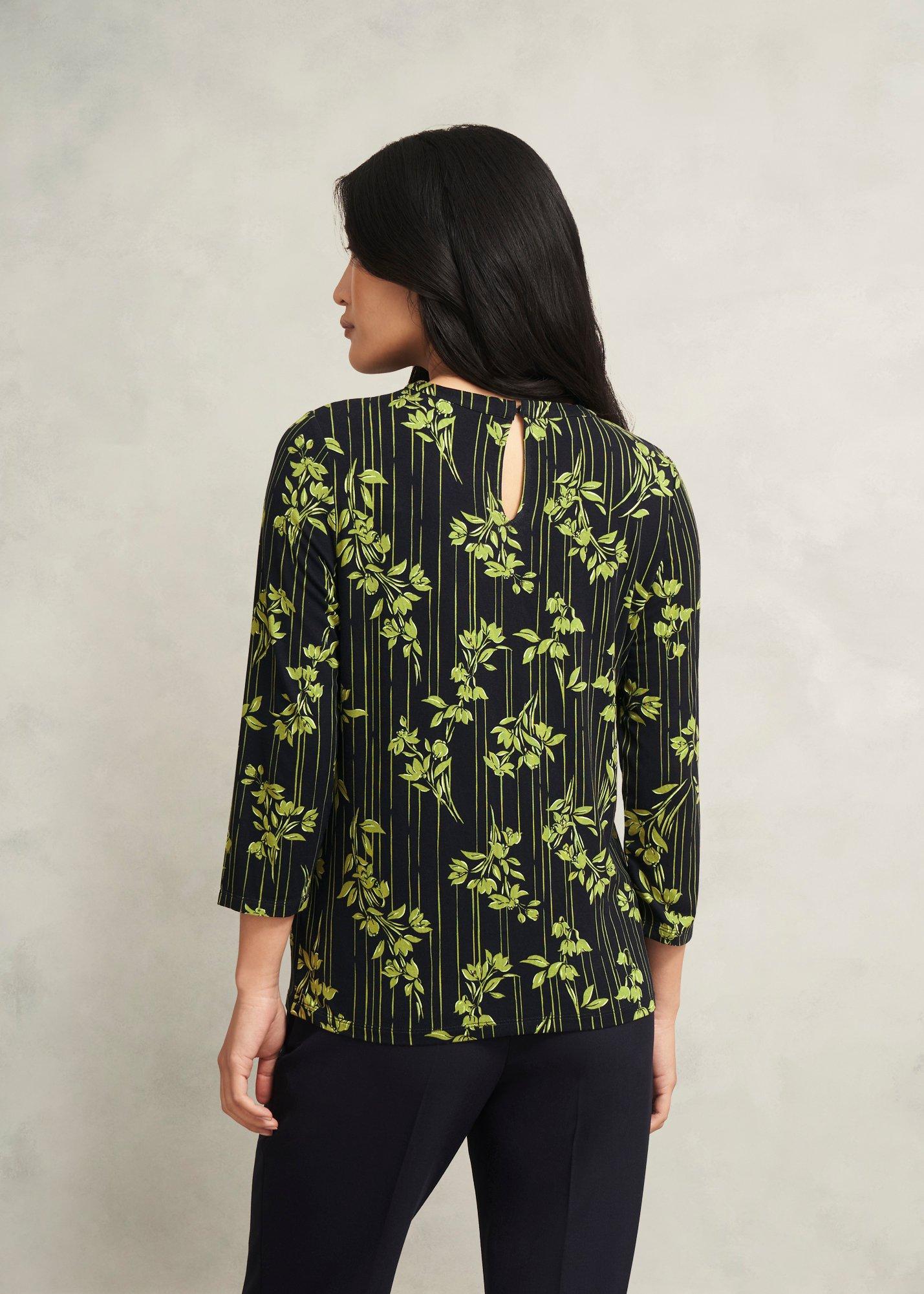 Julia Printed Top, Navy Green, hi-res