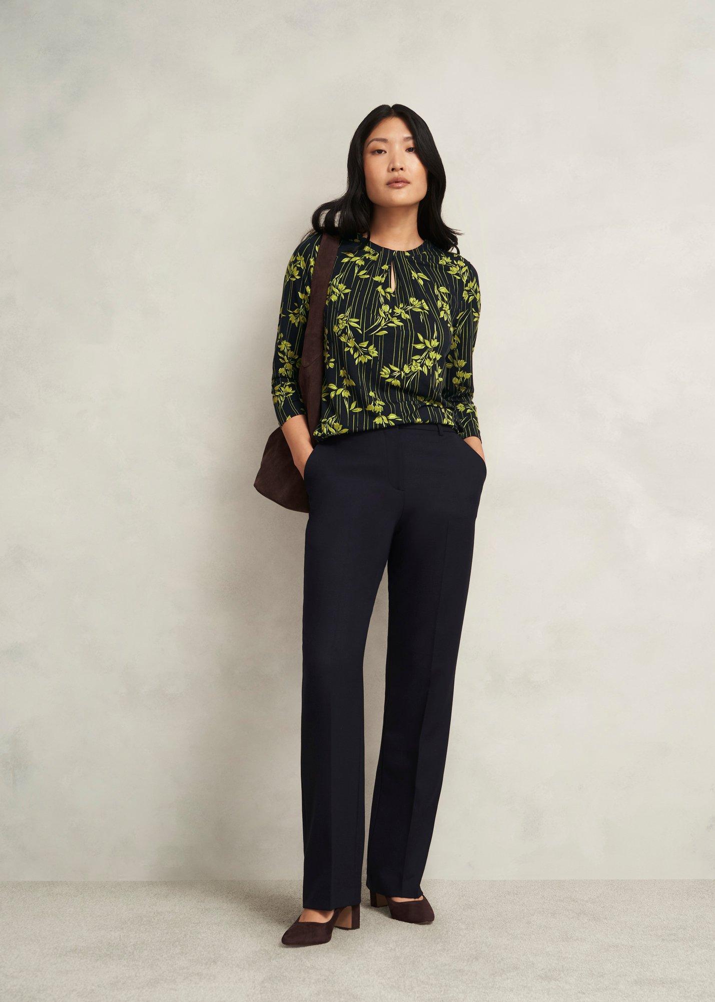 Julia Printed Top, Navy Green, hi-res