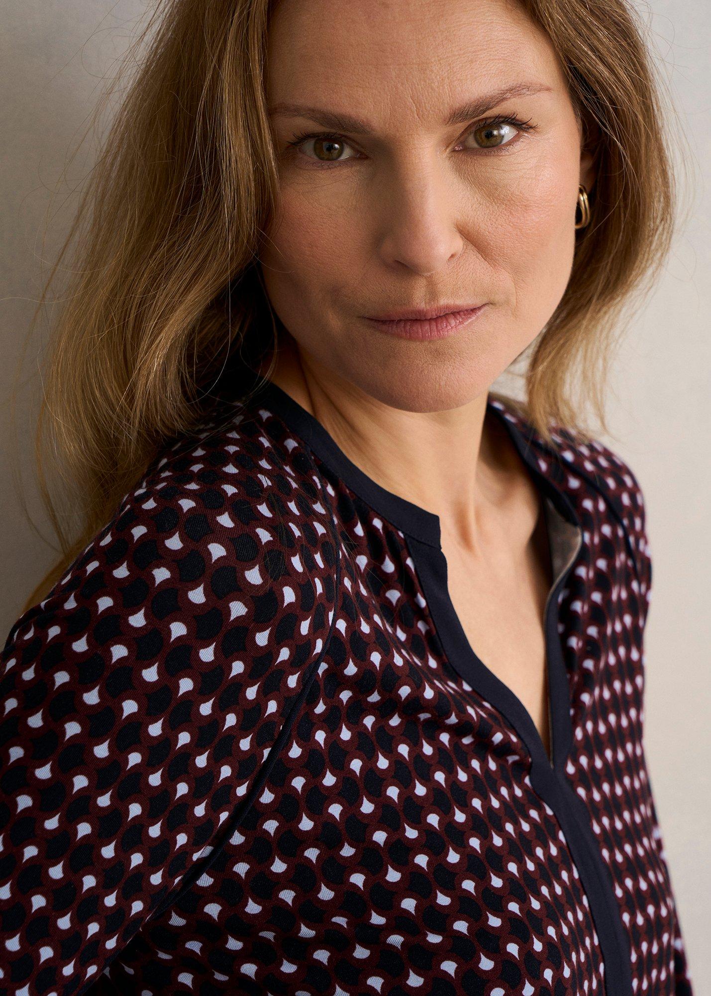 Zelia Printed Top, Navy Multi, hi-res