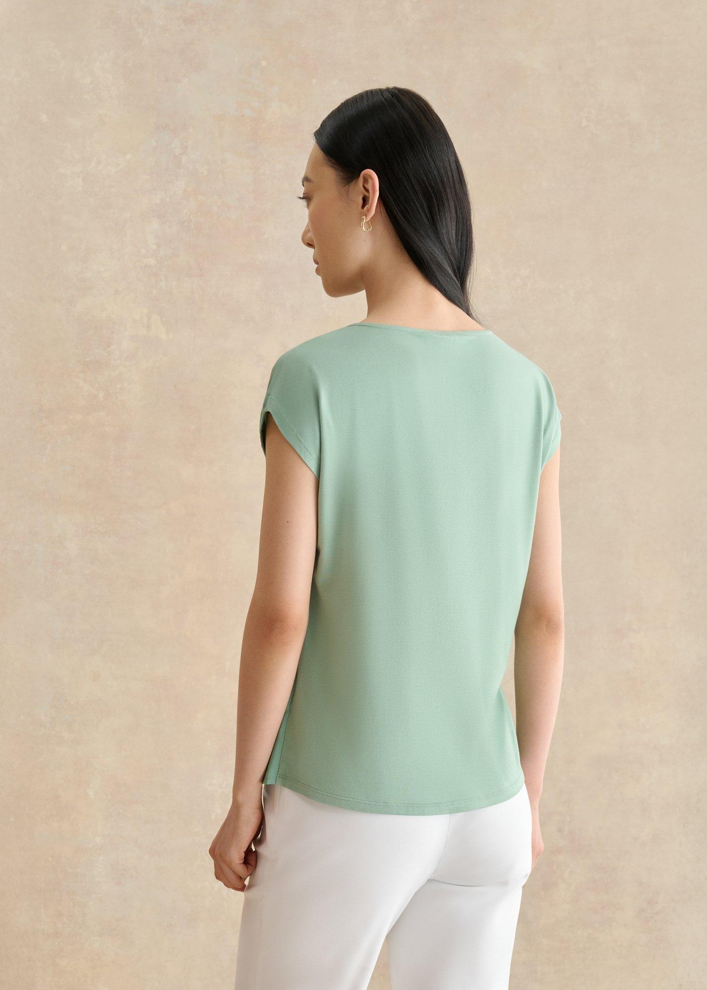 Sylvie Satin Front Top, Seafoam Green, hi-res