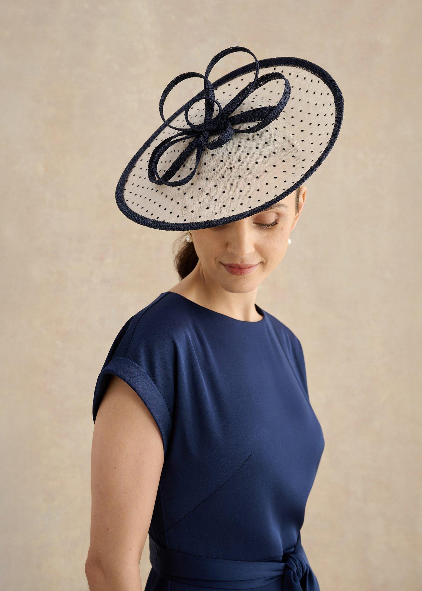 Arwen Polka Dot Fascinator, Midnight Ivory, hi-res