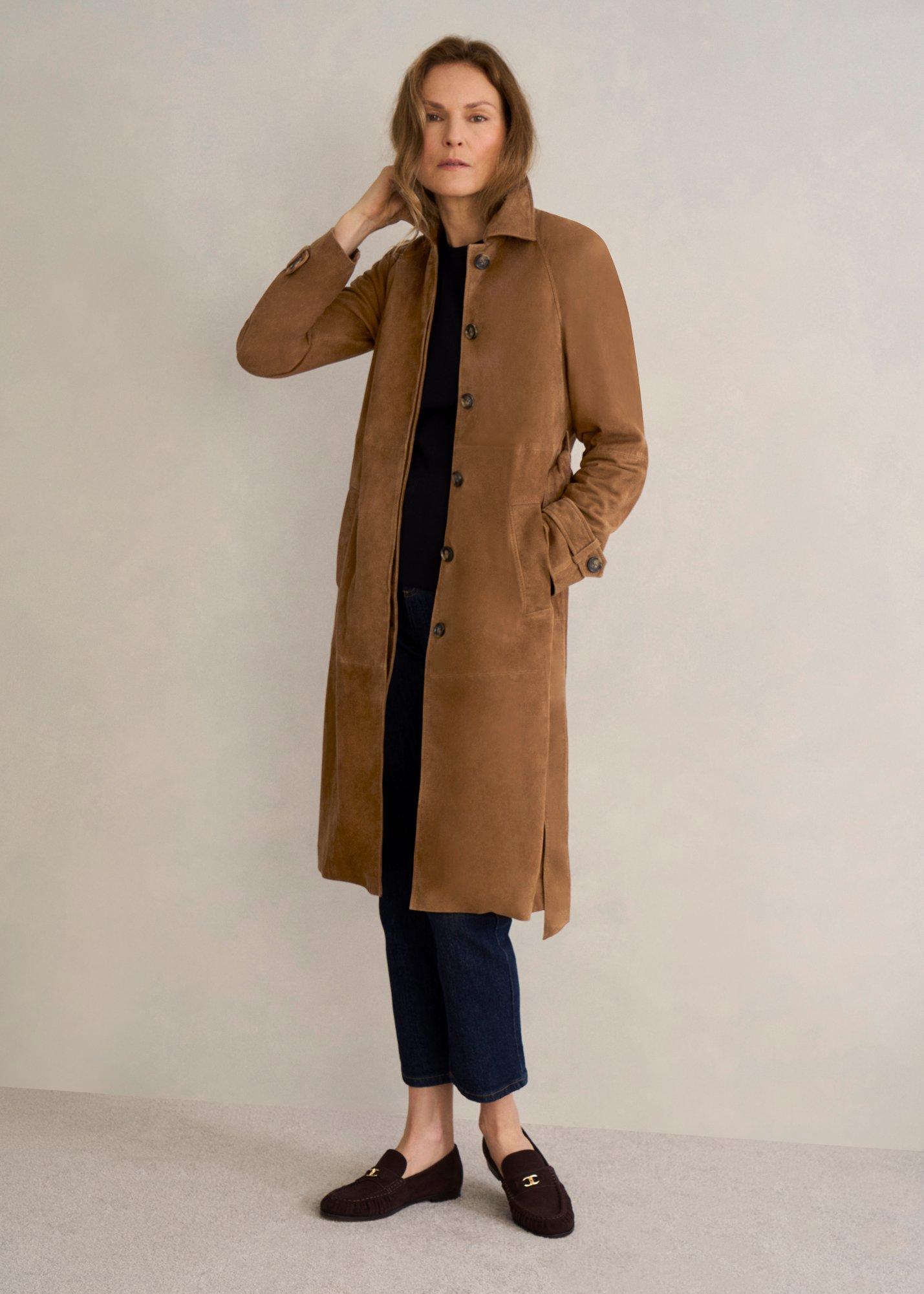Oakley Suede Trench Coat, Tan, hi-res