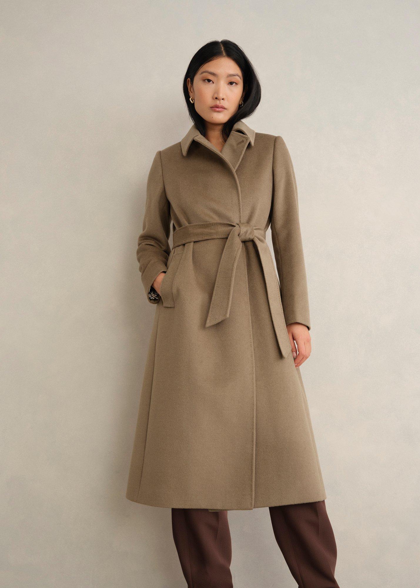 Petite Livia Wool Wrap Coat, Neutral, hi-res