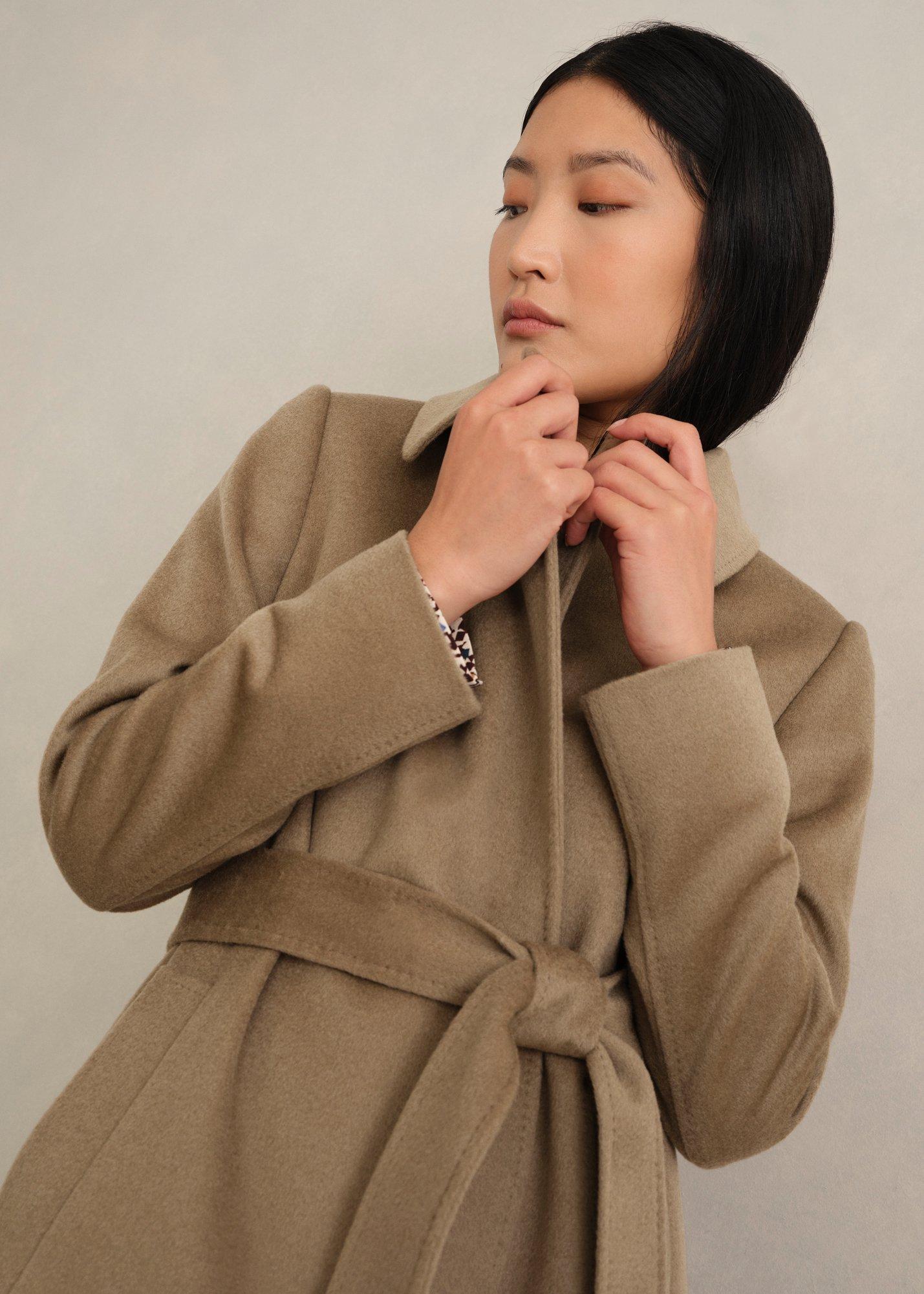 Petite Livia Wool Wrap Coat, Neutral, hi-res