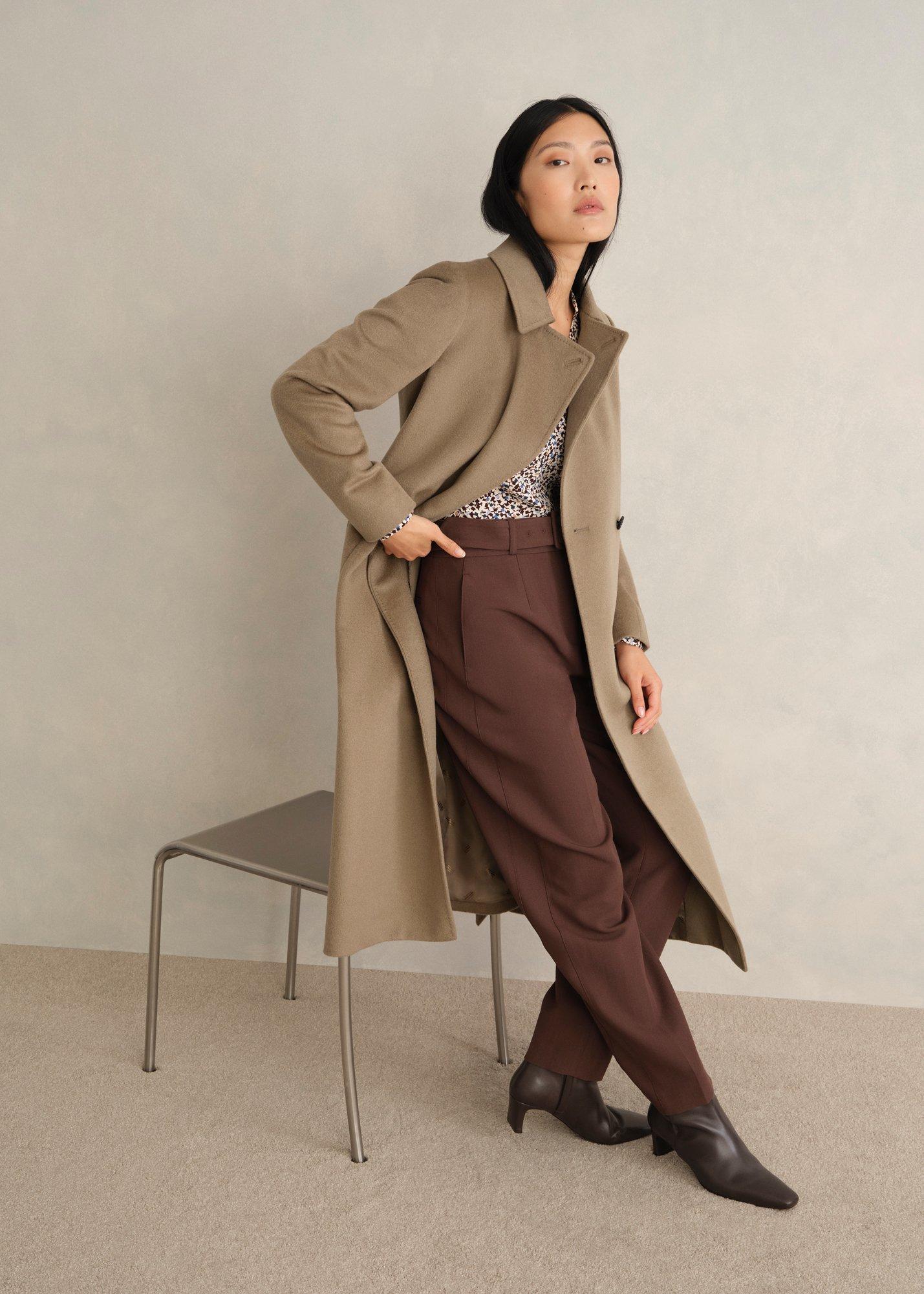 Petite Livia Wool Wrap Coat, Neutral, hi-res