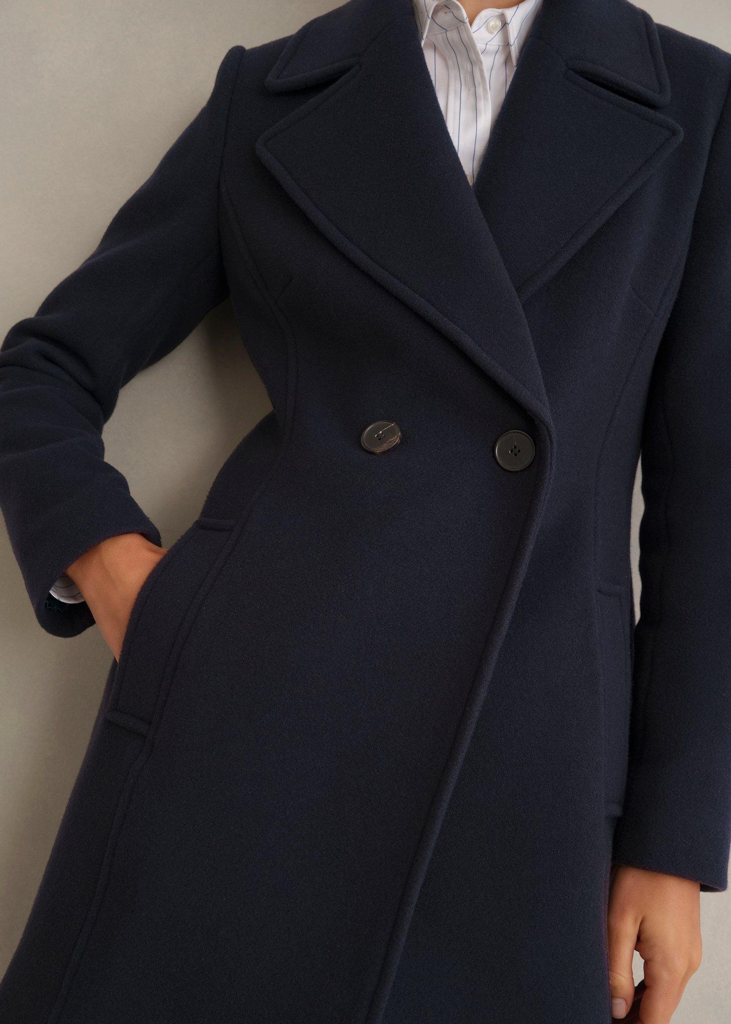 Betsy Cashmere Blend Coat, Navy, hi-res
