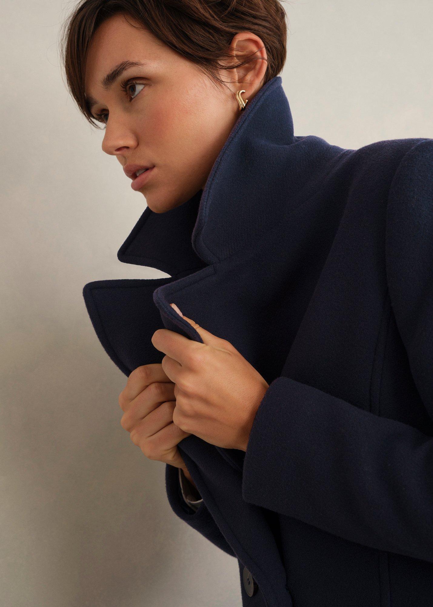 Betsy Cashmere Blend Coat, Navy, hi-res