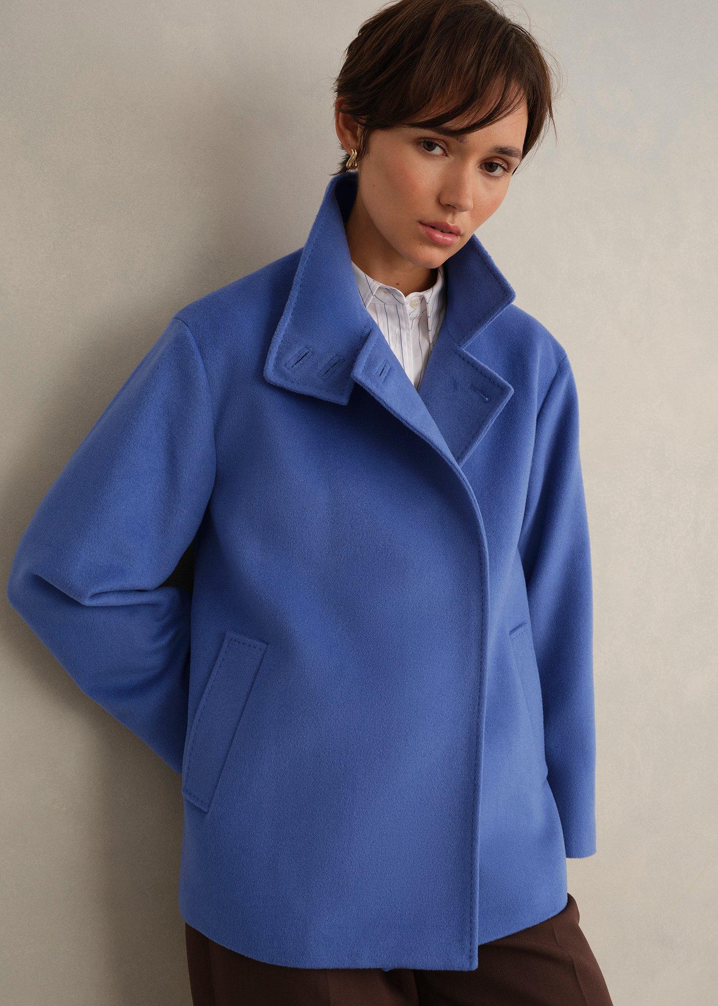 Remi Wool Blend Funnel Neck Jacket, Thistle Blue, hi-res