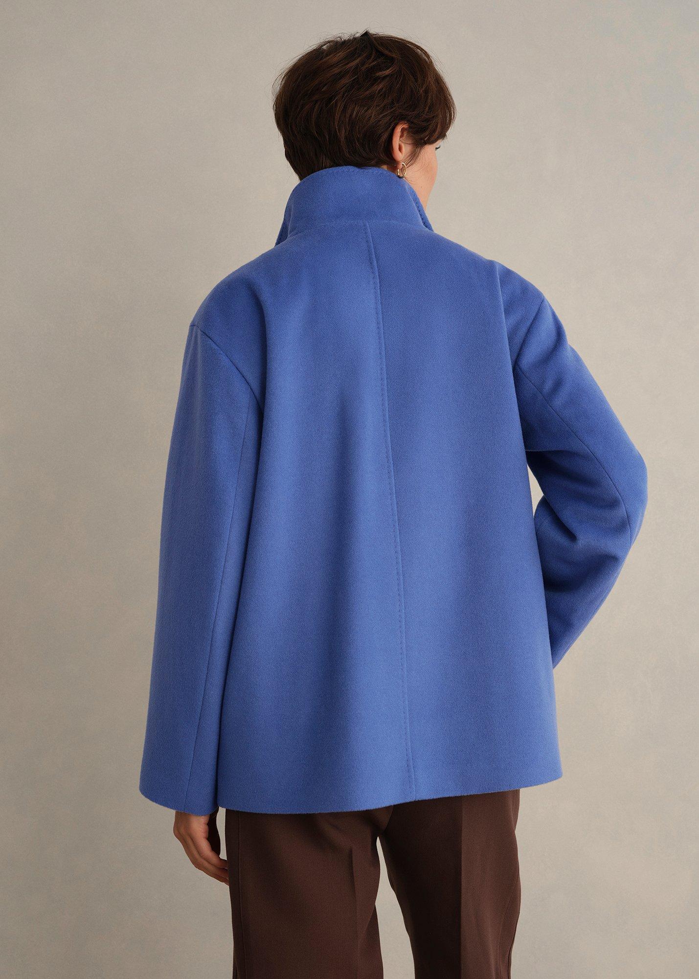Remi Wool Blend Funnel Neck Jacket, Thistle Blue, hi-res