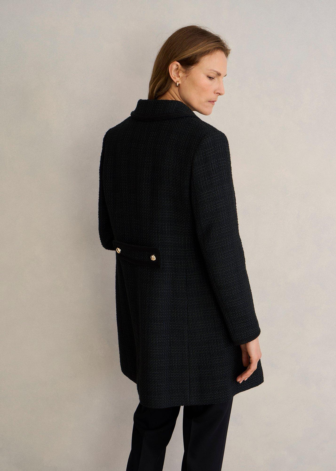 Evangeline Tweed Coat, Black, hi-res