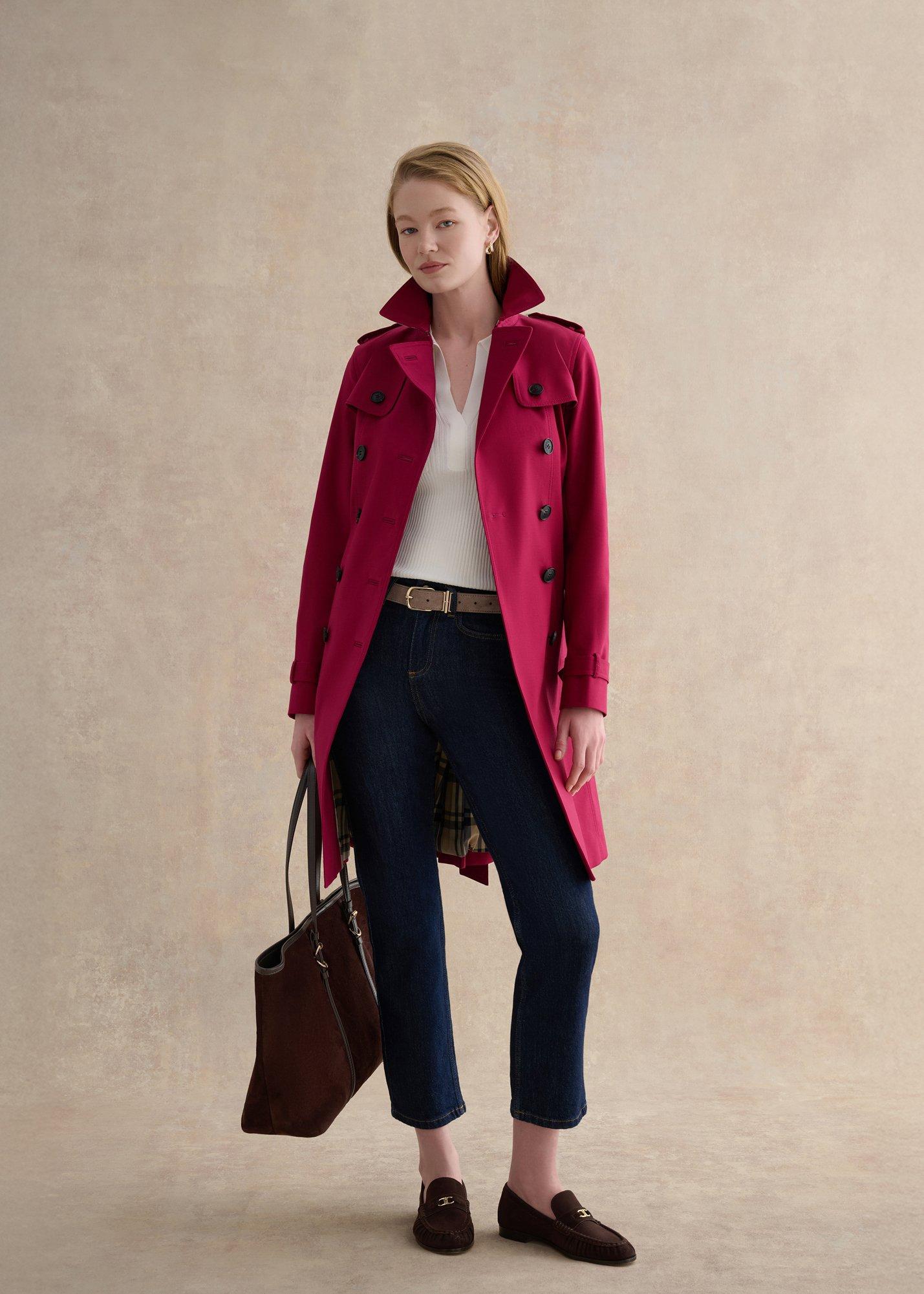 Skylar Shower Resistant Trench Coat, Beetroot Pink, hi-res