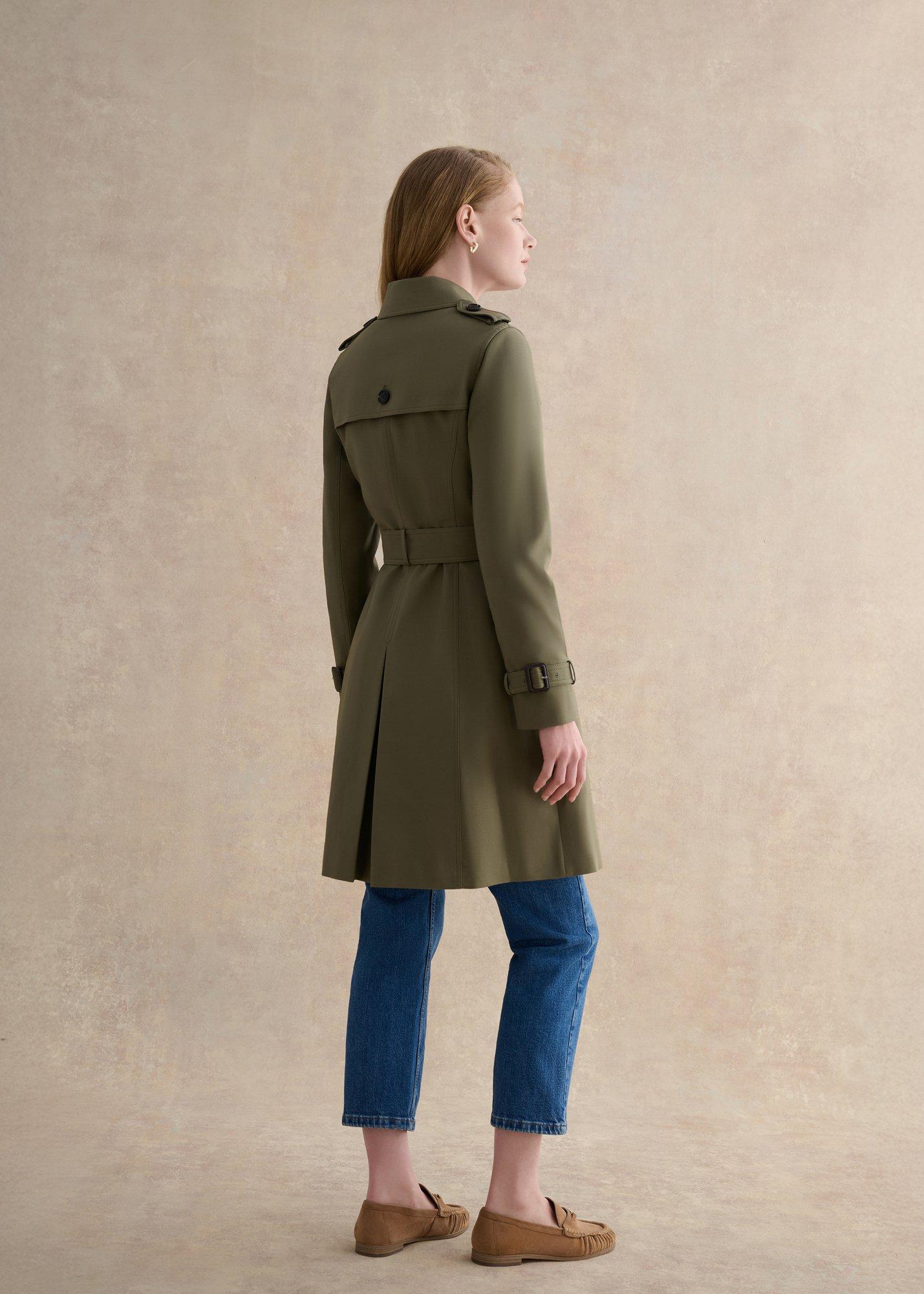 Skylar Shower Resistant Trench Coat, Olive Green, hi-res