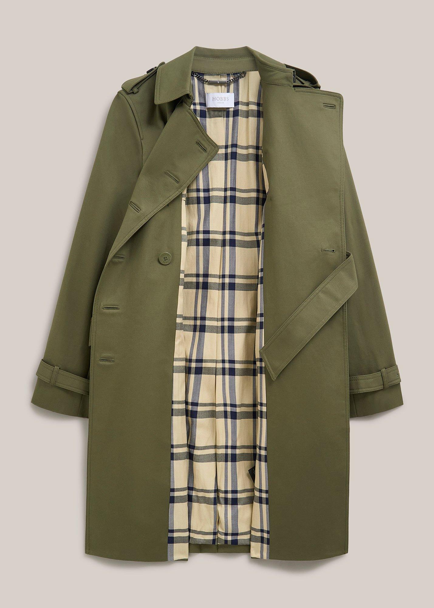 Skylar Shower Resistant Trench Coat, Olive Green, hi-res