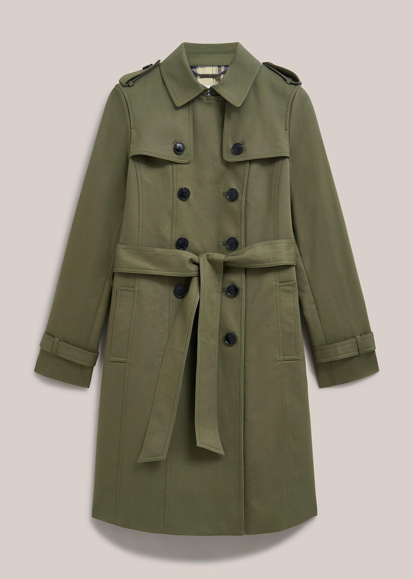 Petite Skylar Shower Resistant Trench Coat, Olive Green, hi-res