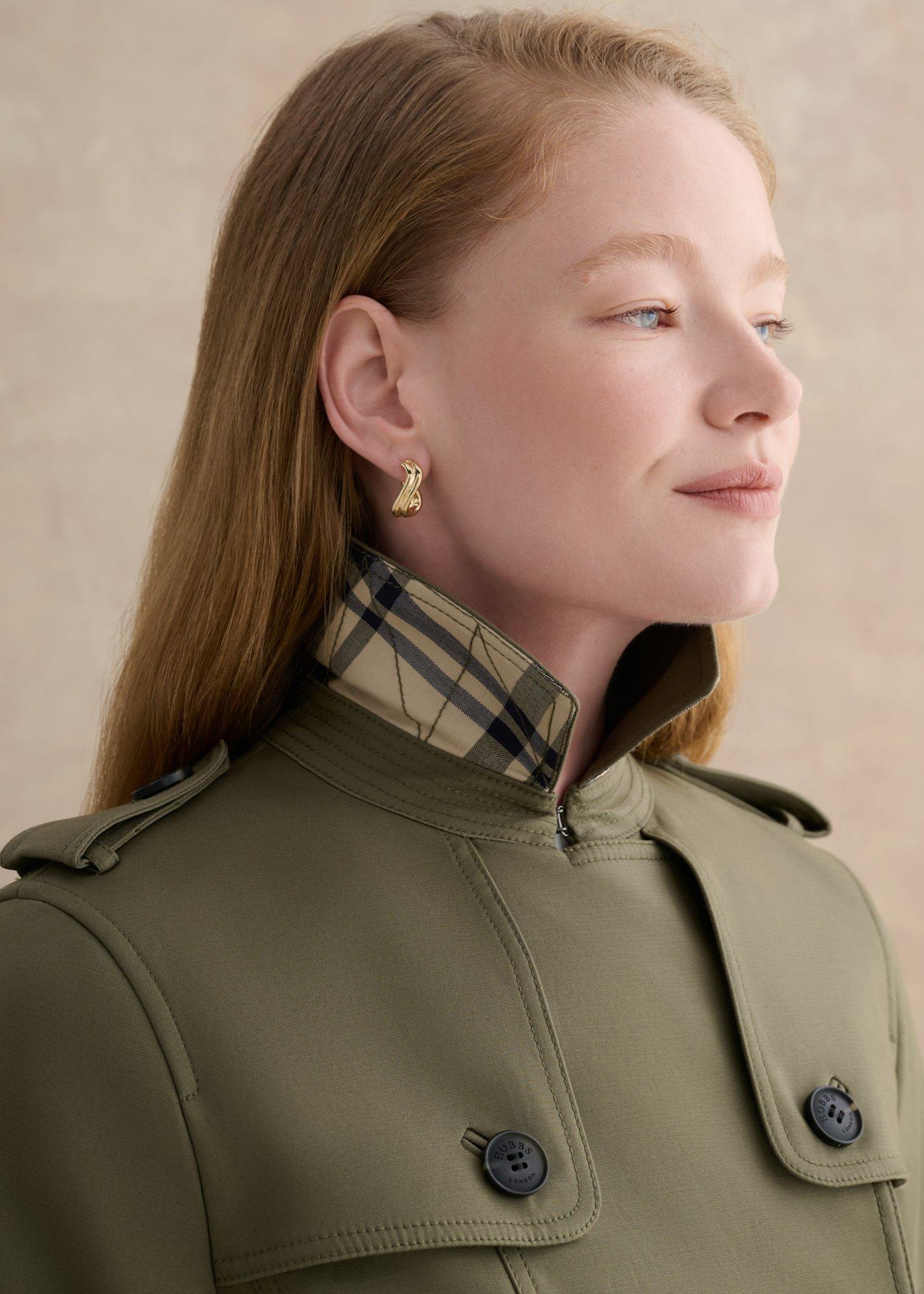 Petite Skylar Shower Resistant Trench Coat, Olive Green, hi-res