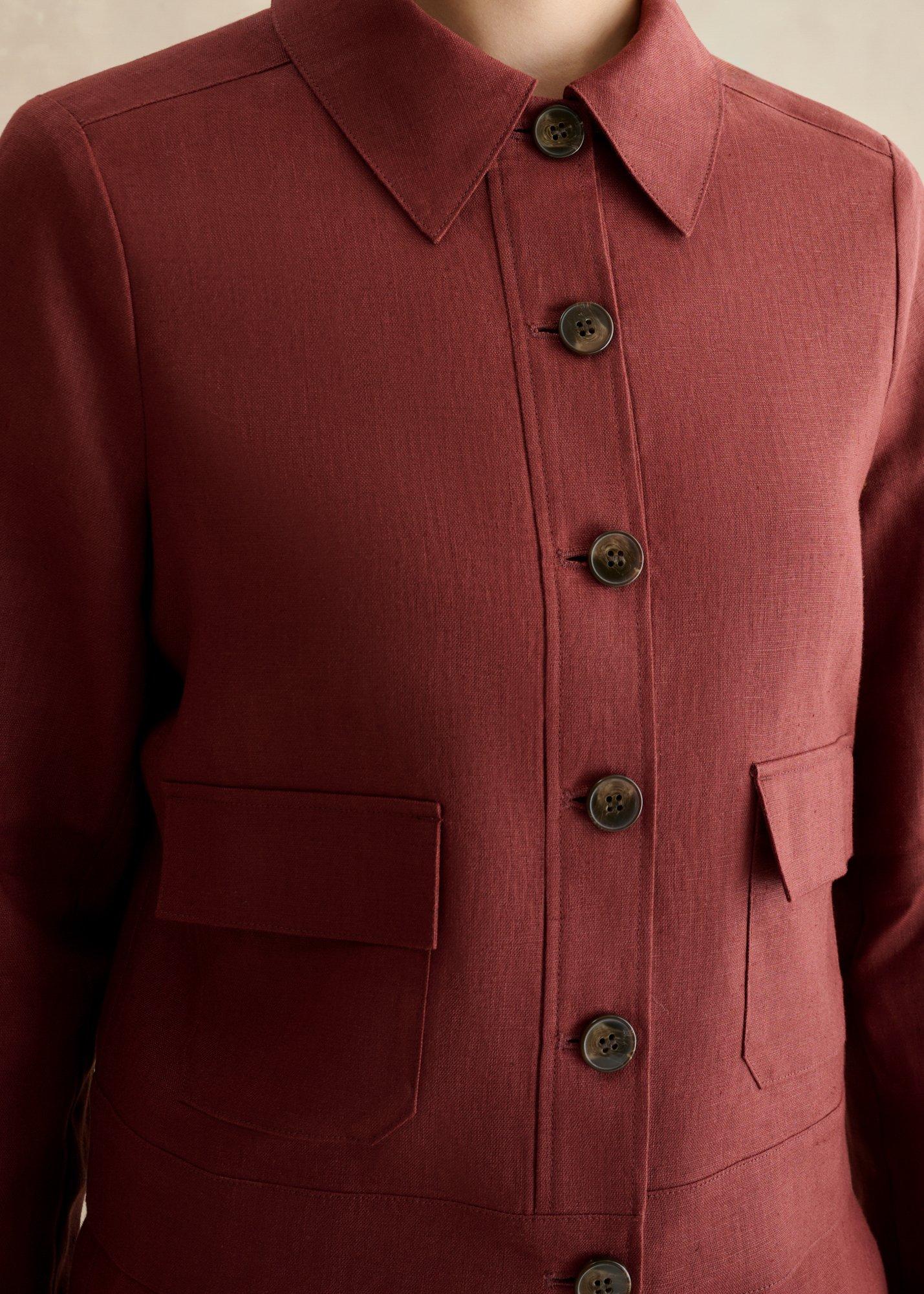 Clarence Linen Jacket, Syrup Brown, hi-res