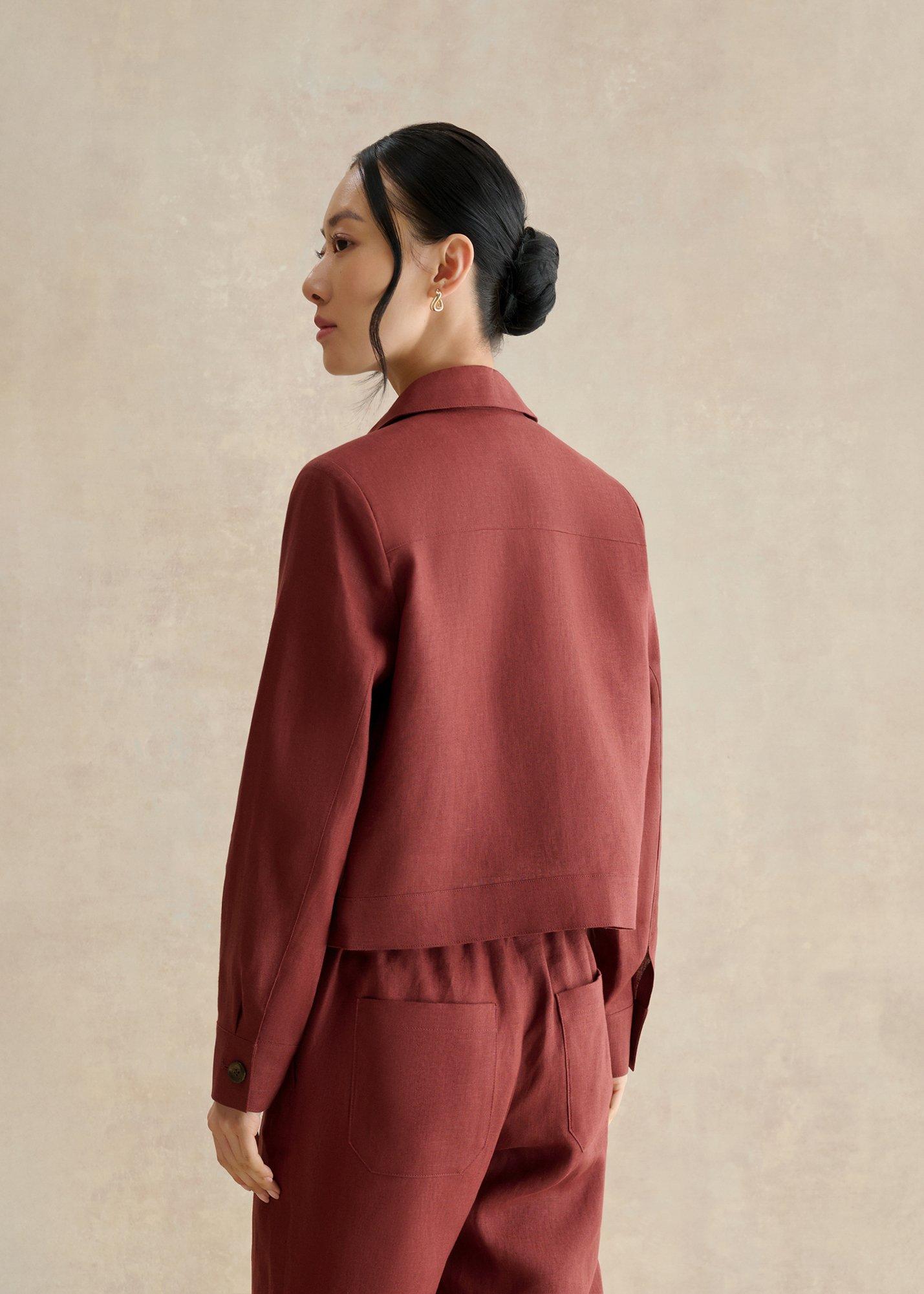 Clarence Linen Jacket, Syrup Brown, hi-res