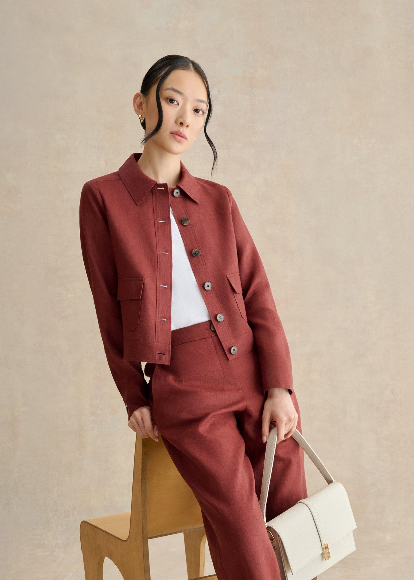 Clarence Linen Jacket, Syrup Brown, hi-res