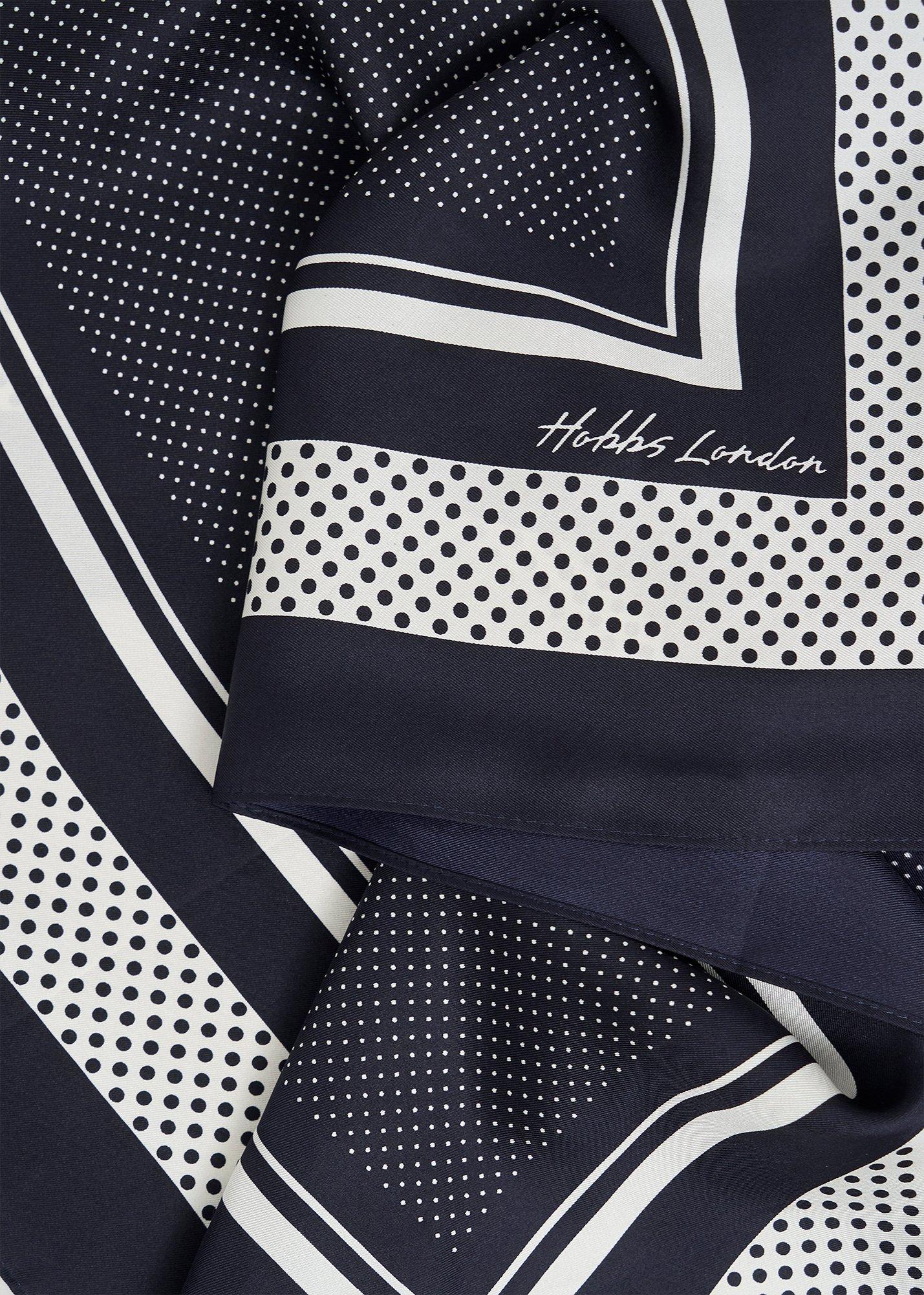 Milena Silk Scarf, Navy Ivory, hi-res