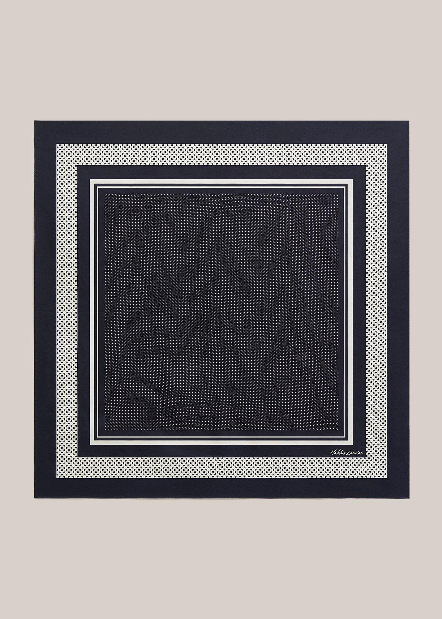 Milena Silk Scarf, Navy Ivory, hi-res