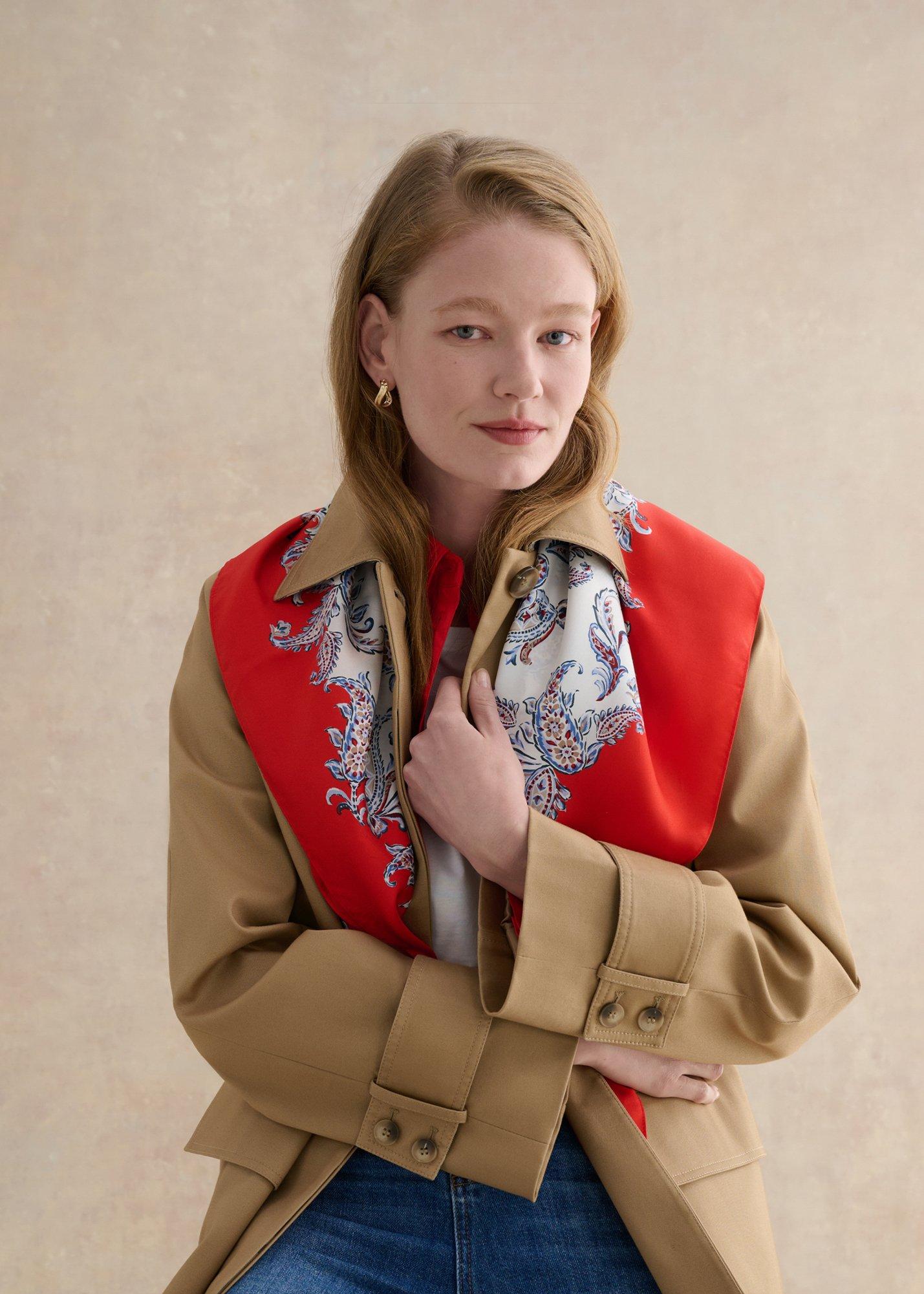 Bria Silk Scarf, Red Multi, hi-res