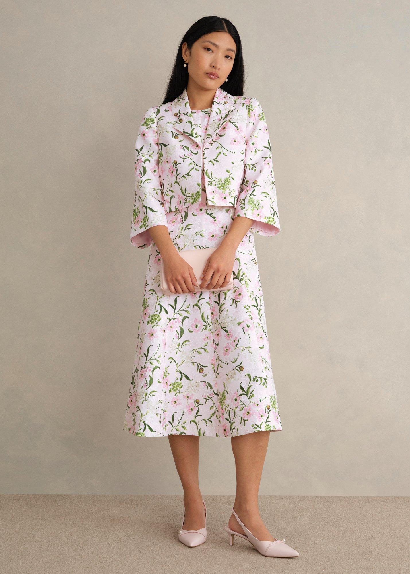 Lana Floral Jacquard Jacket, Pale Pink Multi, hi-res