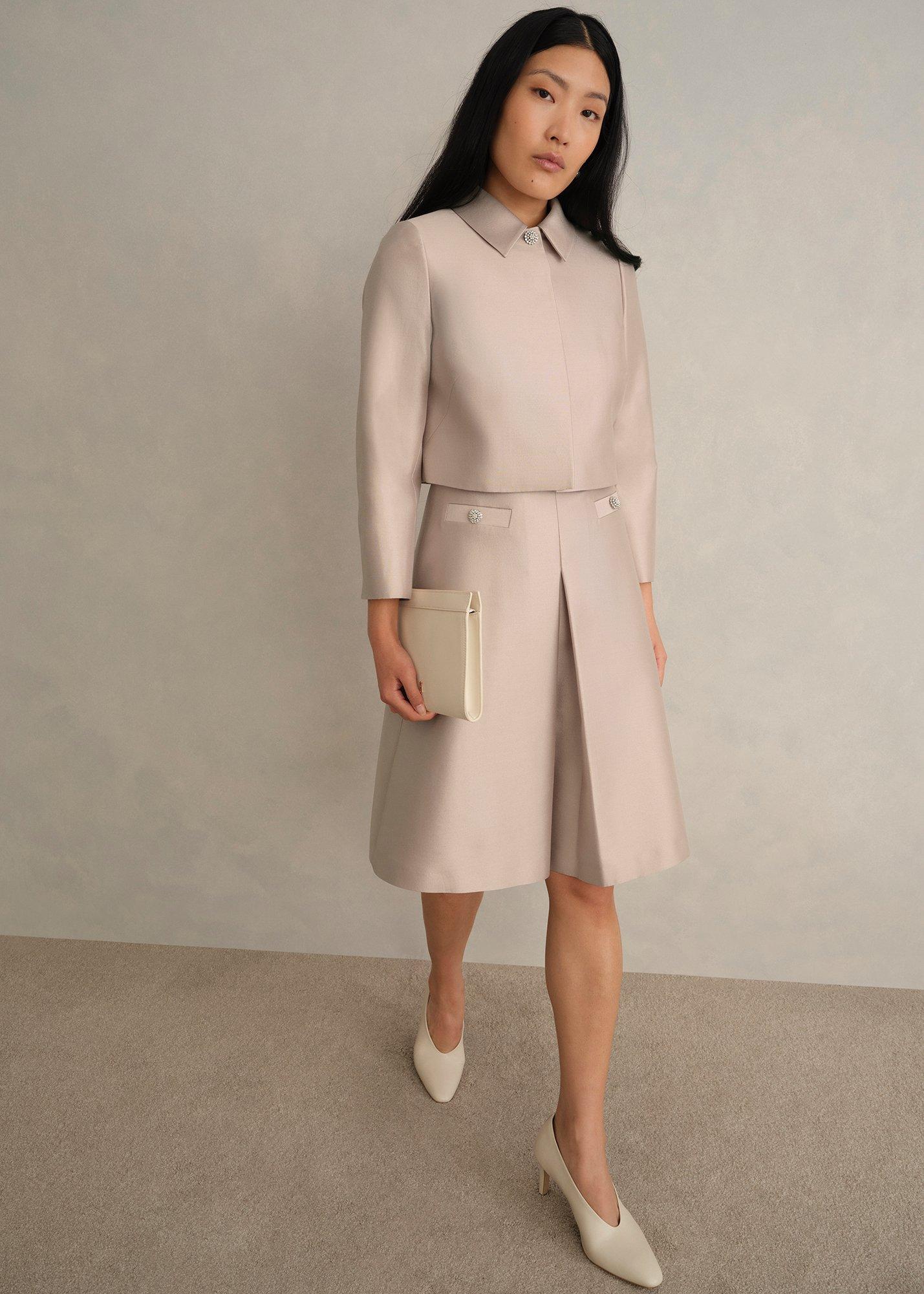 Avery Wool Silk Jacket, Oyster, hi-res