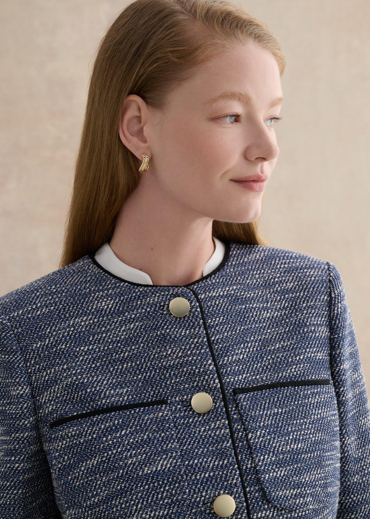 Aleena Tweed Jacket, Navy White, hi-res