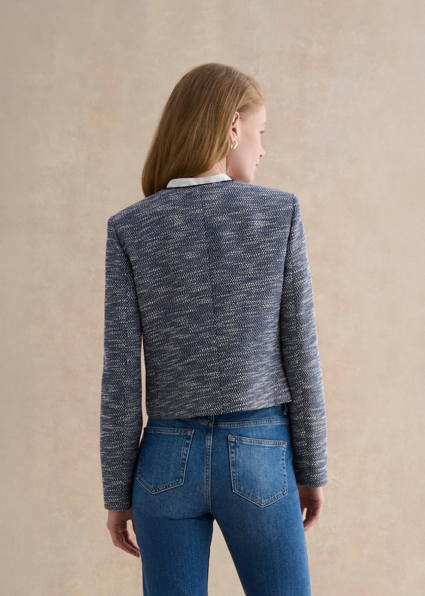 Aleena Tweed Jacket, Navy White, hi-res