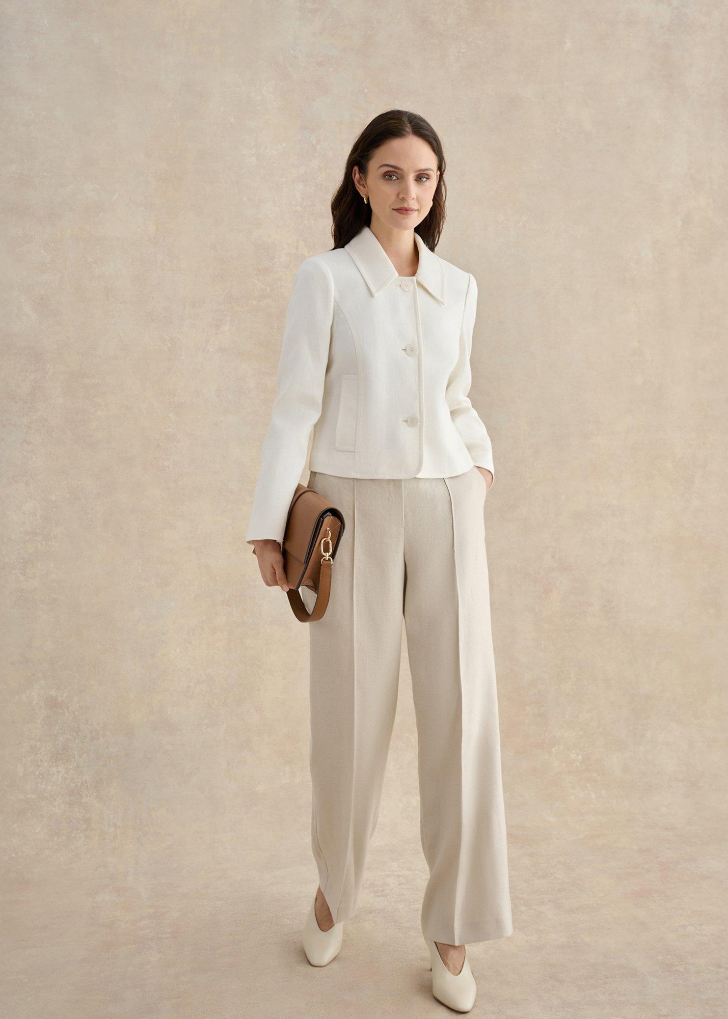 Adeen Linen Jacket, Ivory, hi-res
