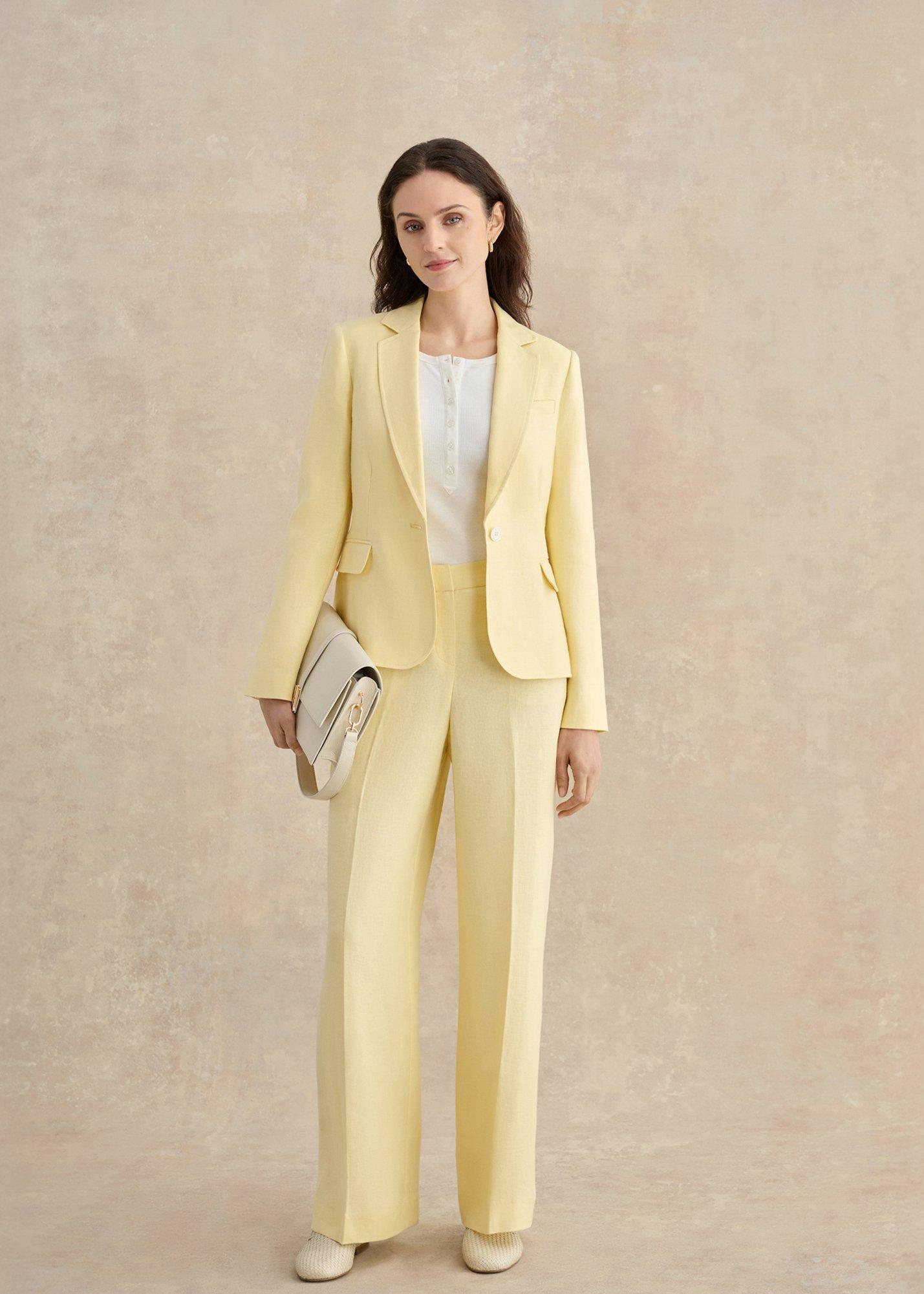 Petite Adalee Linen Jacket, Soft Yellow, hi-res