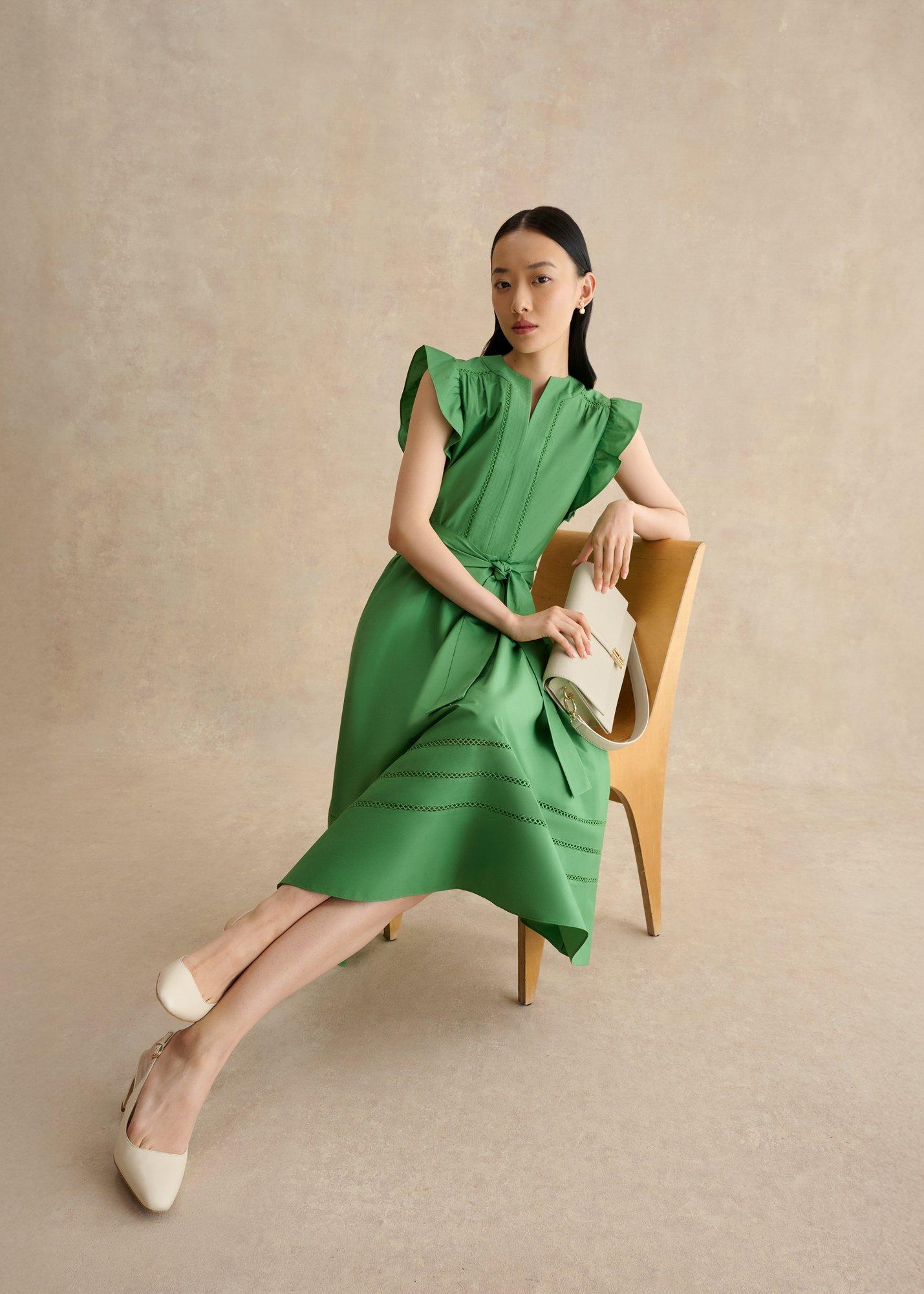 Vanessa Cotton Dress, Apple Green, hi-res