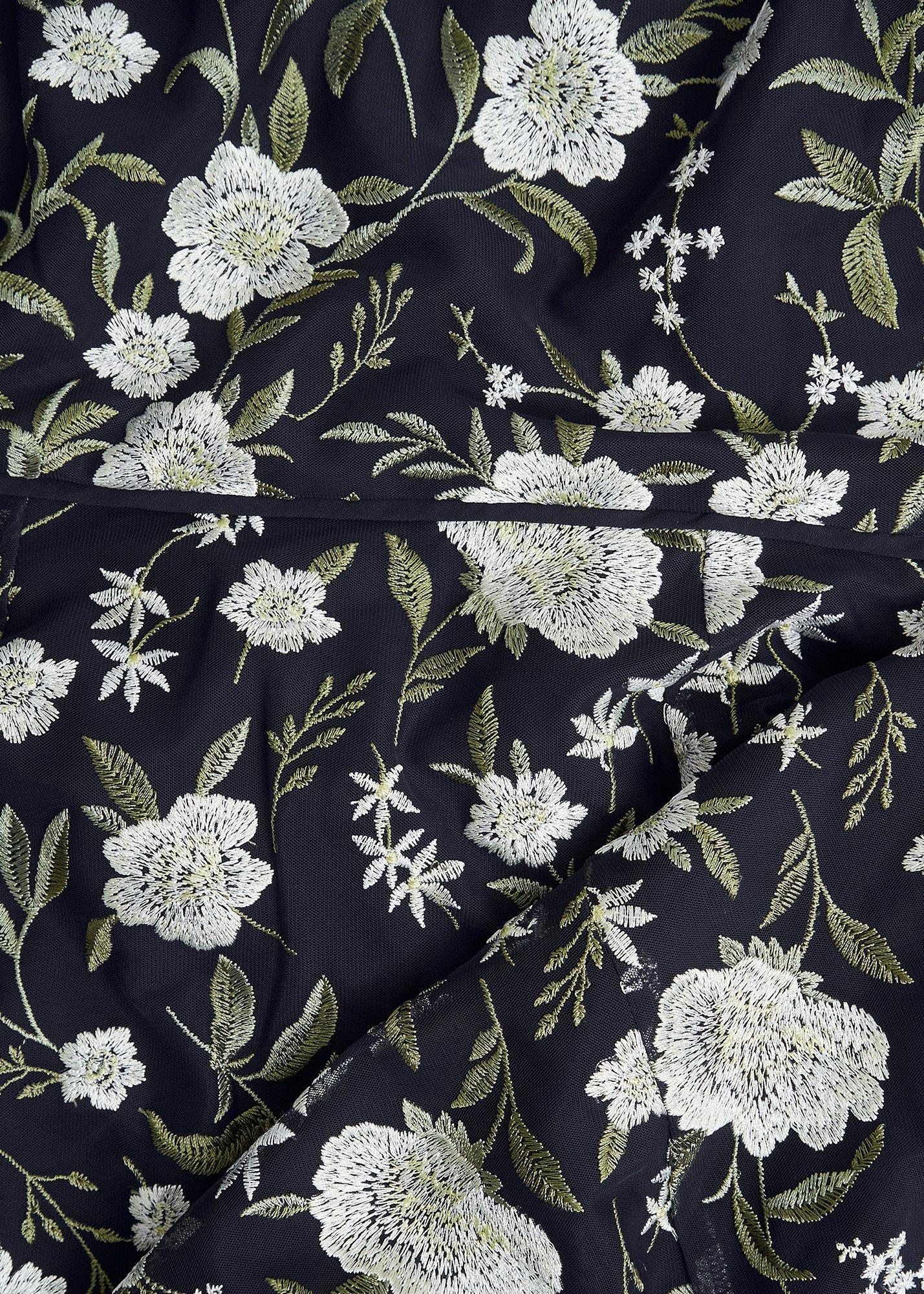 Lois Floral Embroidered Dress, Midnight Yellow, hi-res